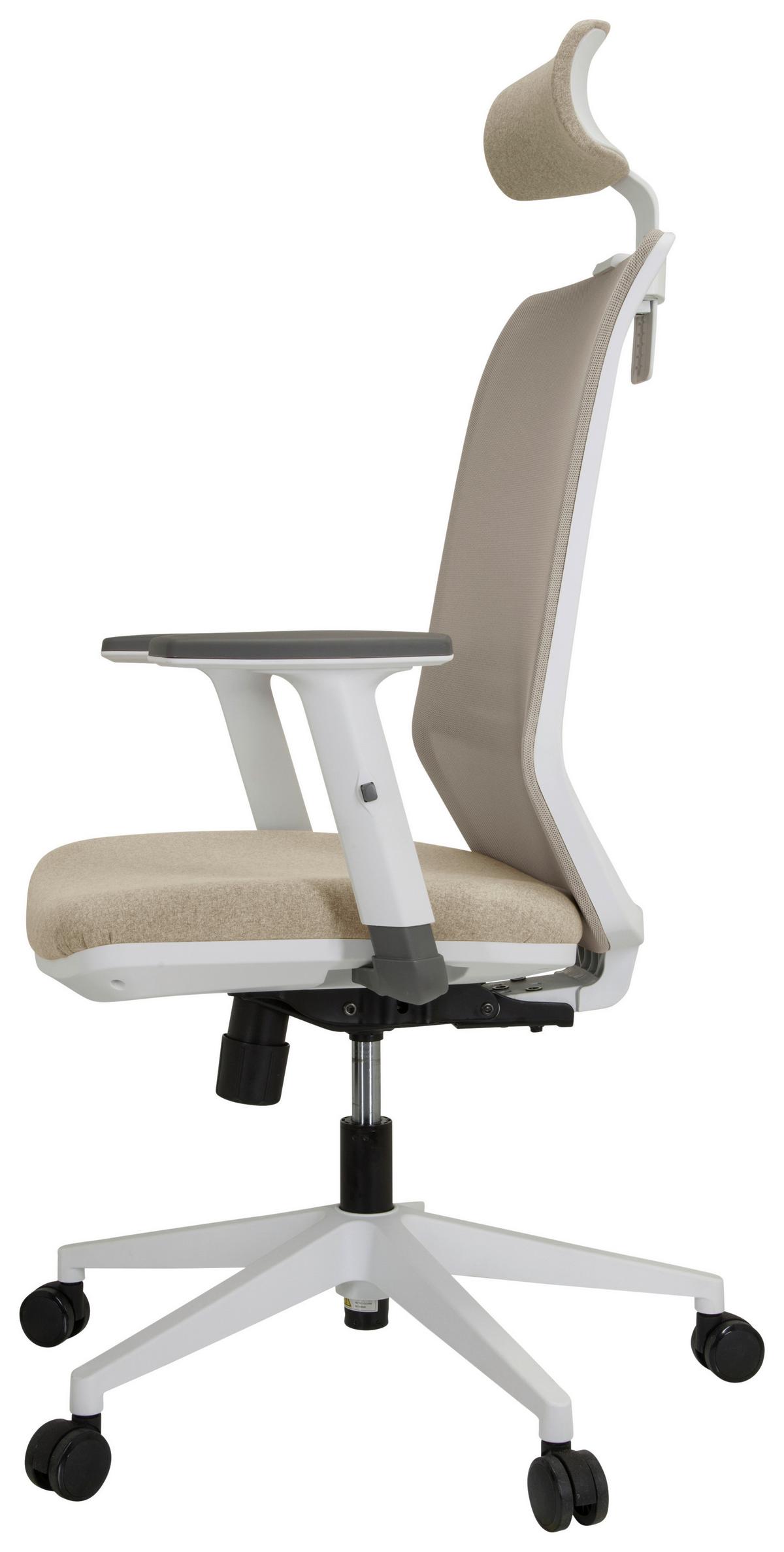 Bürostuhl Profondp Pro Weiß/Beige Bis 120 Kg - Beige/Weiß, Basics, Kunststoff/Textil (70/117/62cm) - MID.YOU
