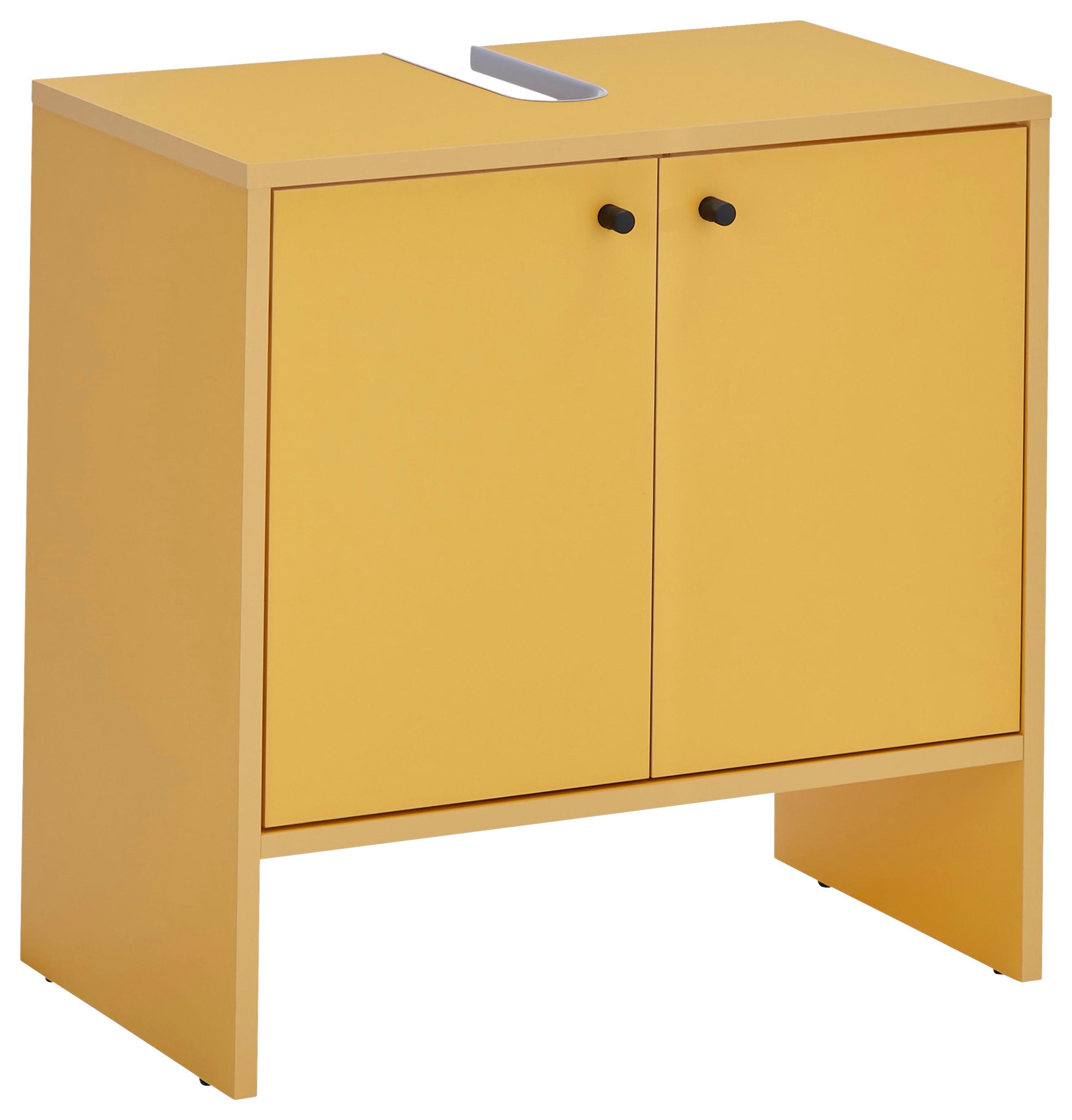 Kúpeľňová skrinka pod umývadlo KAIRO, žltá - čierna/žltá, Modern, kompozitné drevo/plast (60/60/35cm) - MID.YOU