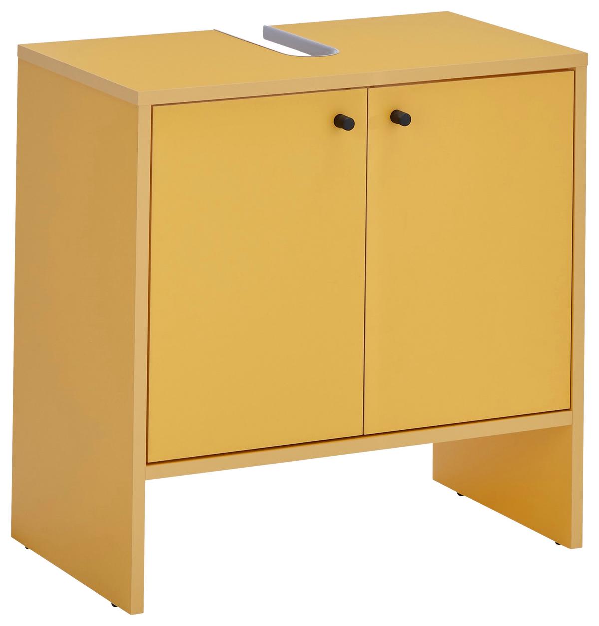 Kúpeľňová skrinka pod umývadlo KAIRO, žltá - čierna/žltá, Modern, kompozitné drevo/plast (60/60/35cm) - MID.YOU