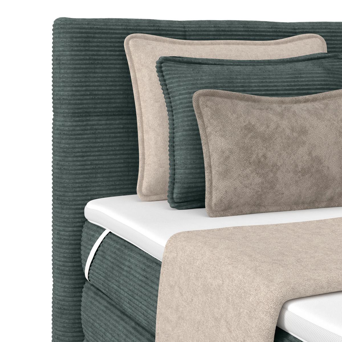 Boxspringbett mit Topper & Bettkasten 160x200 cm Medino - Silberfarben/Blaugrau, KONVENTIONELL, Holz/Holzwerkstoff (160/200cm)