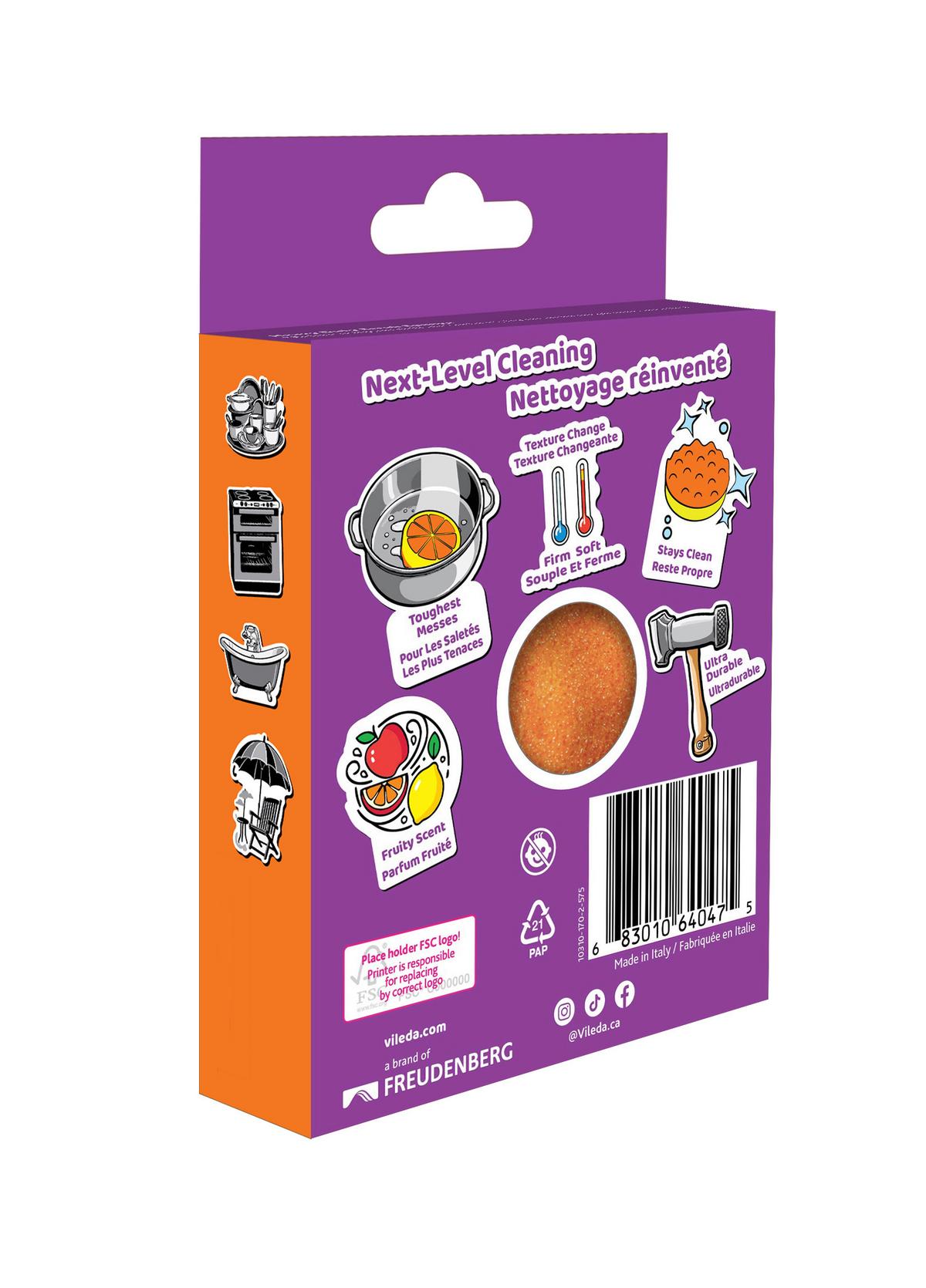 Špongia ORANGE PUNCH VILEDA PUNCH ORANGE HUBKA - oranžová, Basics, plast (10,2/3,2/15cm) - Vileda