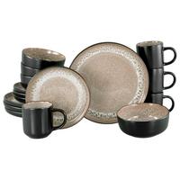 Kombiservice Nordic Fjord Schwarz, Beige 16--Teilig - Beige/Schwarz, Basics, Keramik - Creatable