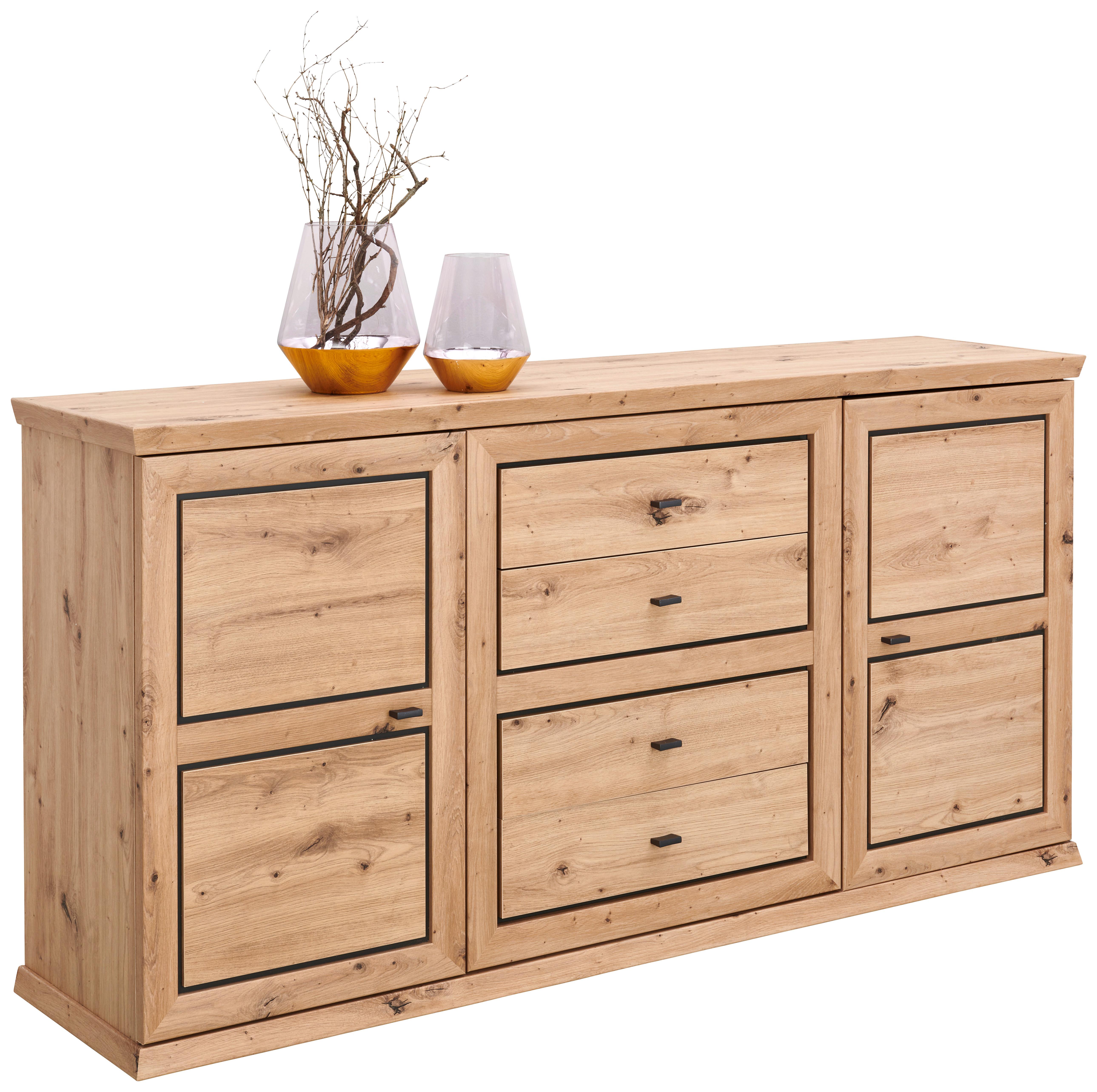 Sideboard  Mit Soft-Close B: 180 cm Harvey, Eiche Dekor - Eichefarben/Anthrazit, KONVENTIONELL, Holzwerkstoff (180/89,5/43cm)