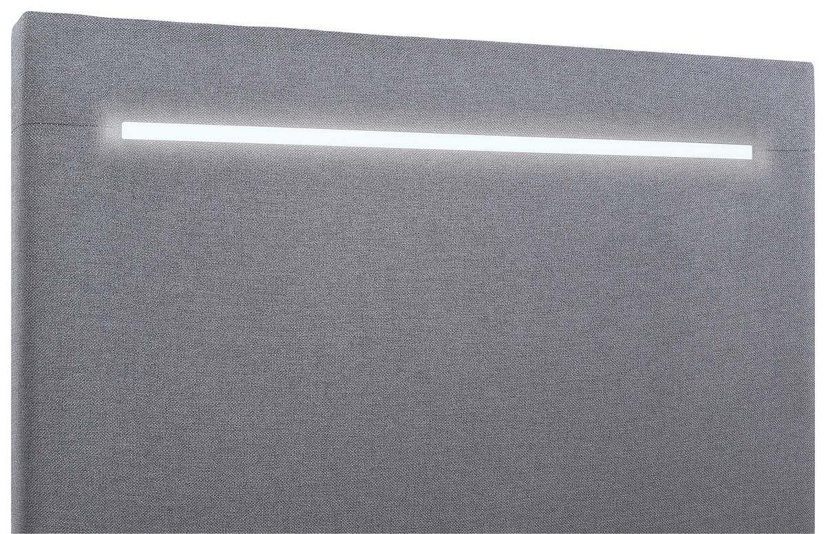 Boxbett Pisa 100 Led 100x200 Hellgrau - Hellgrau/Schwarz, MODERN, Holzwerkstoff/Textil (100/200cm) - MID.YOU