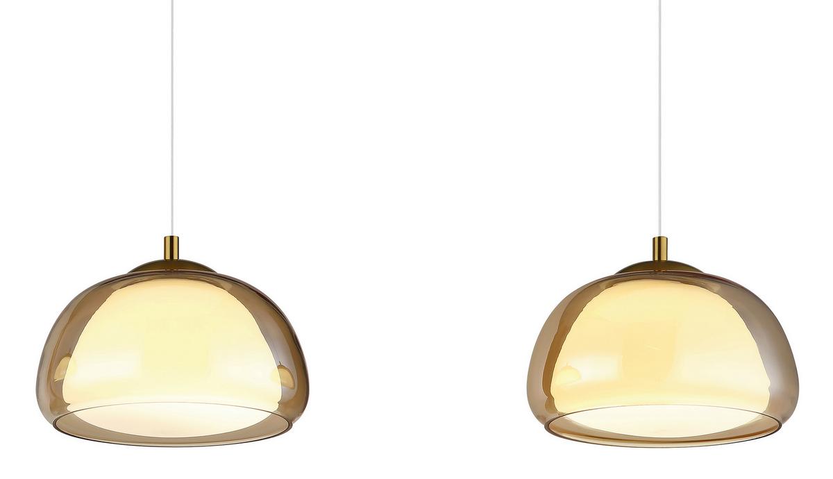 Hängeleuchte Avila 230V ca. 117x25x150 cm - Transparent/Goldfarben, Design, Glas/Kunststoff (117/25/150cm) - Globo