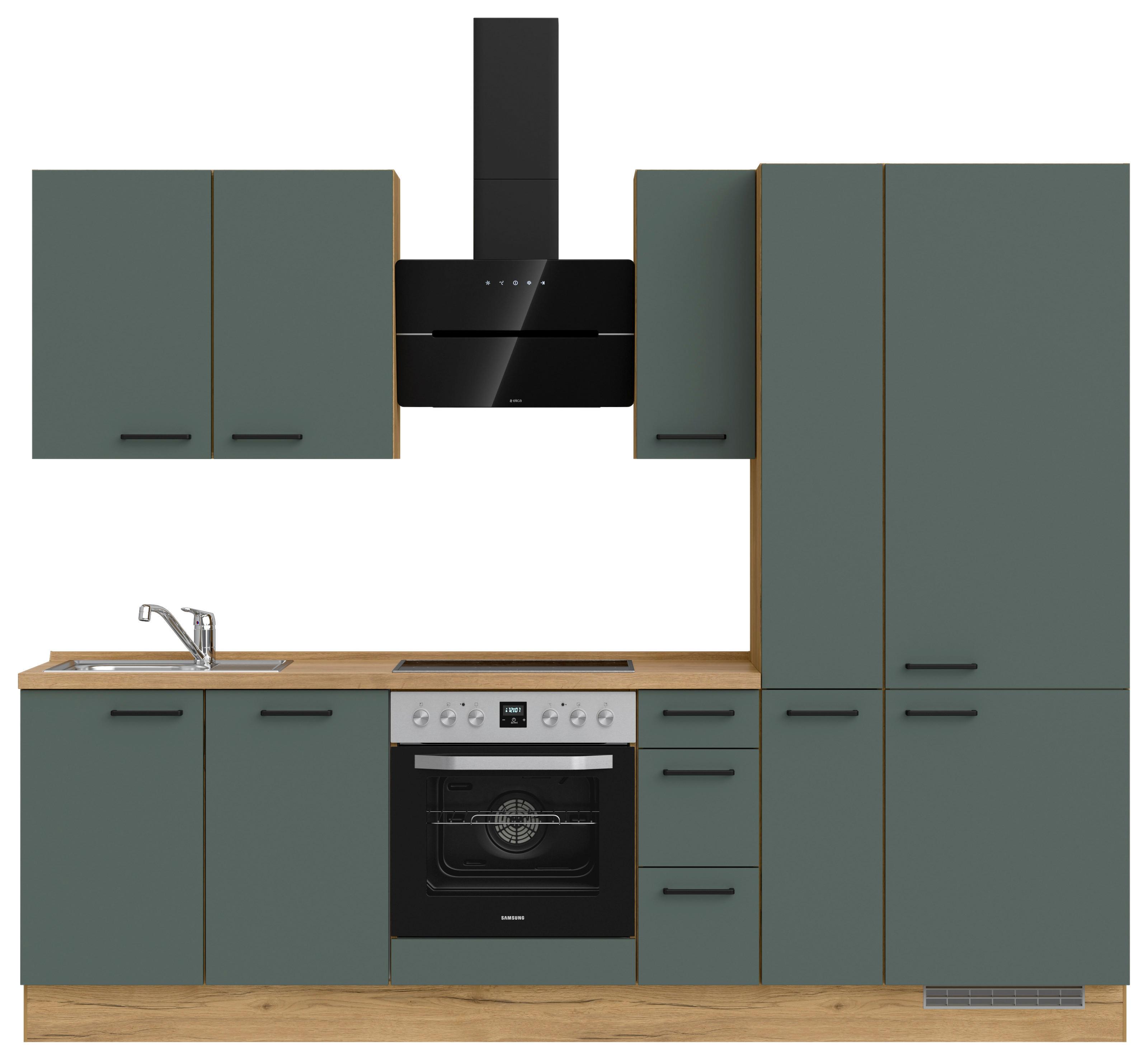 Küchenleerblock Easytouch High-Line, H3 Rechts - Dunkelgrün/Eichefarben, MODERN, Holzwerkstoff (270cm) - Nobilia