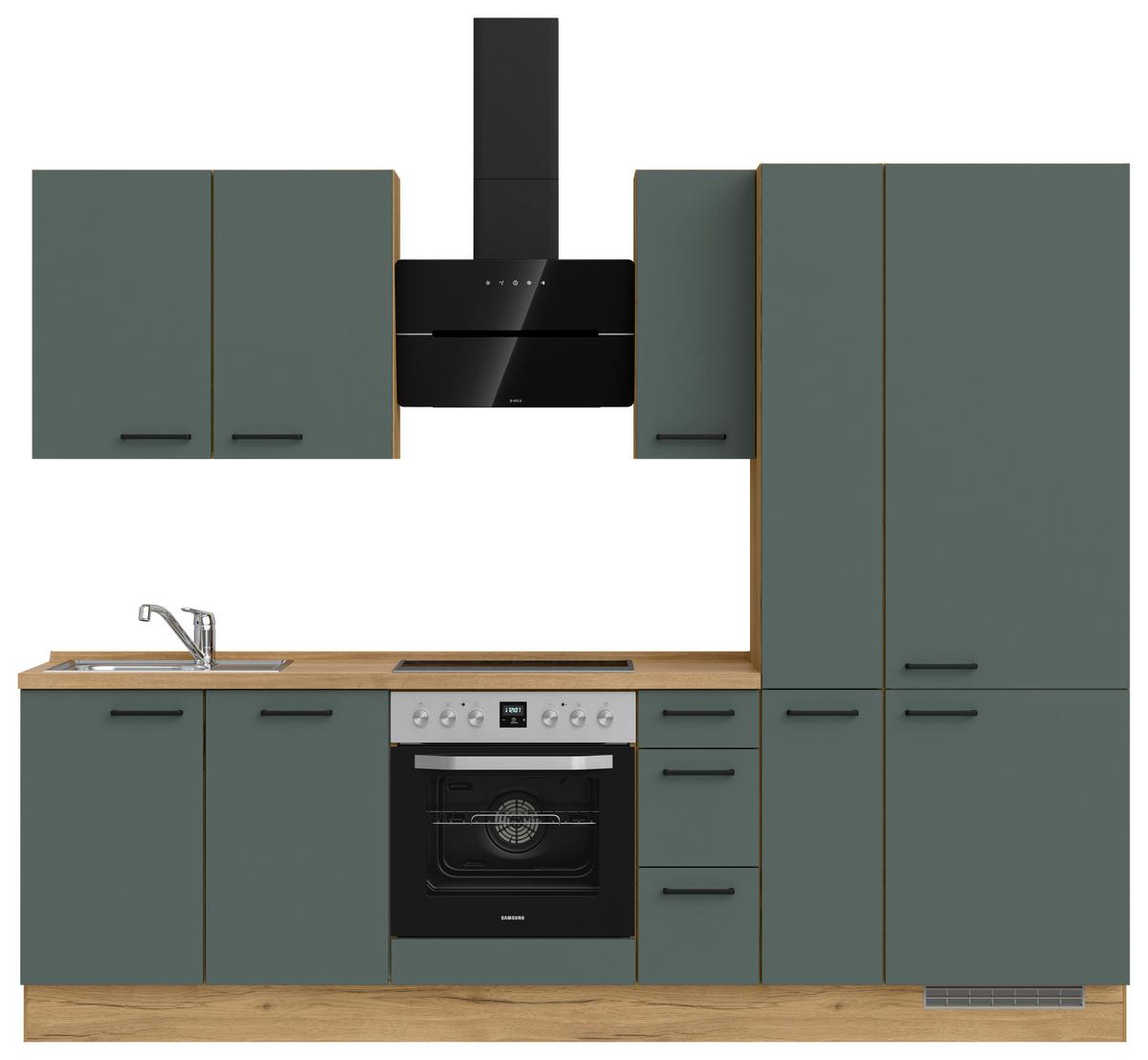 Küchenleerblock Easytouch High-Line, H3 Rechts - Dunkelgrün/Eichefarben, MODERN, Holzwerkstoff (270cm) - Nobilia