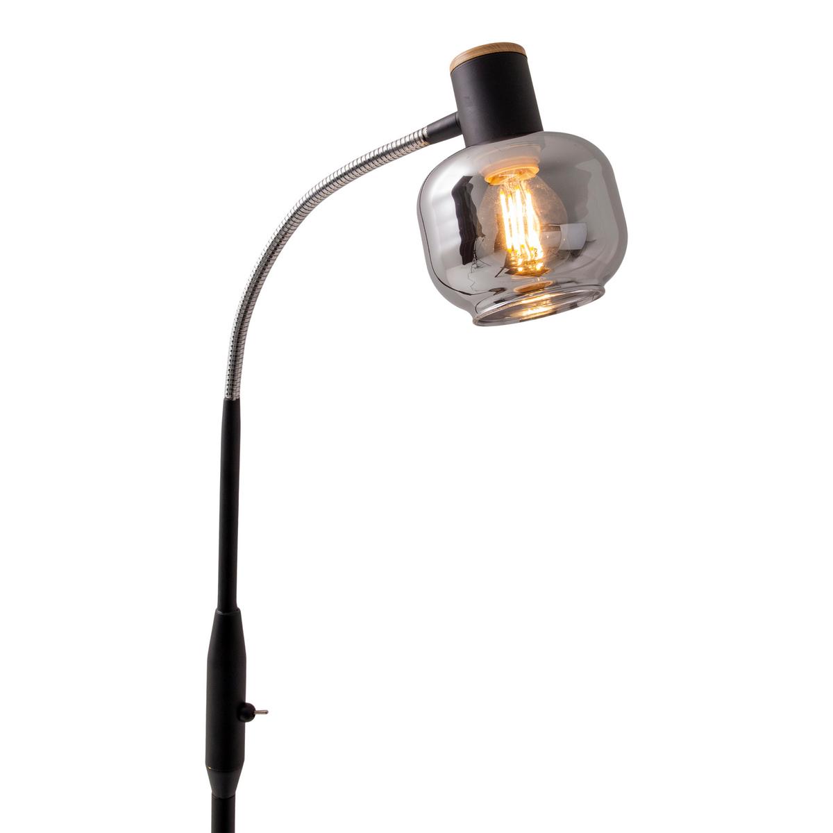 Stehlampe Schwarz Mit Kippschalter - Schwarz, Design, Glas/Metall (10/148cm) - Näve