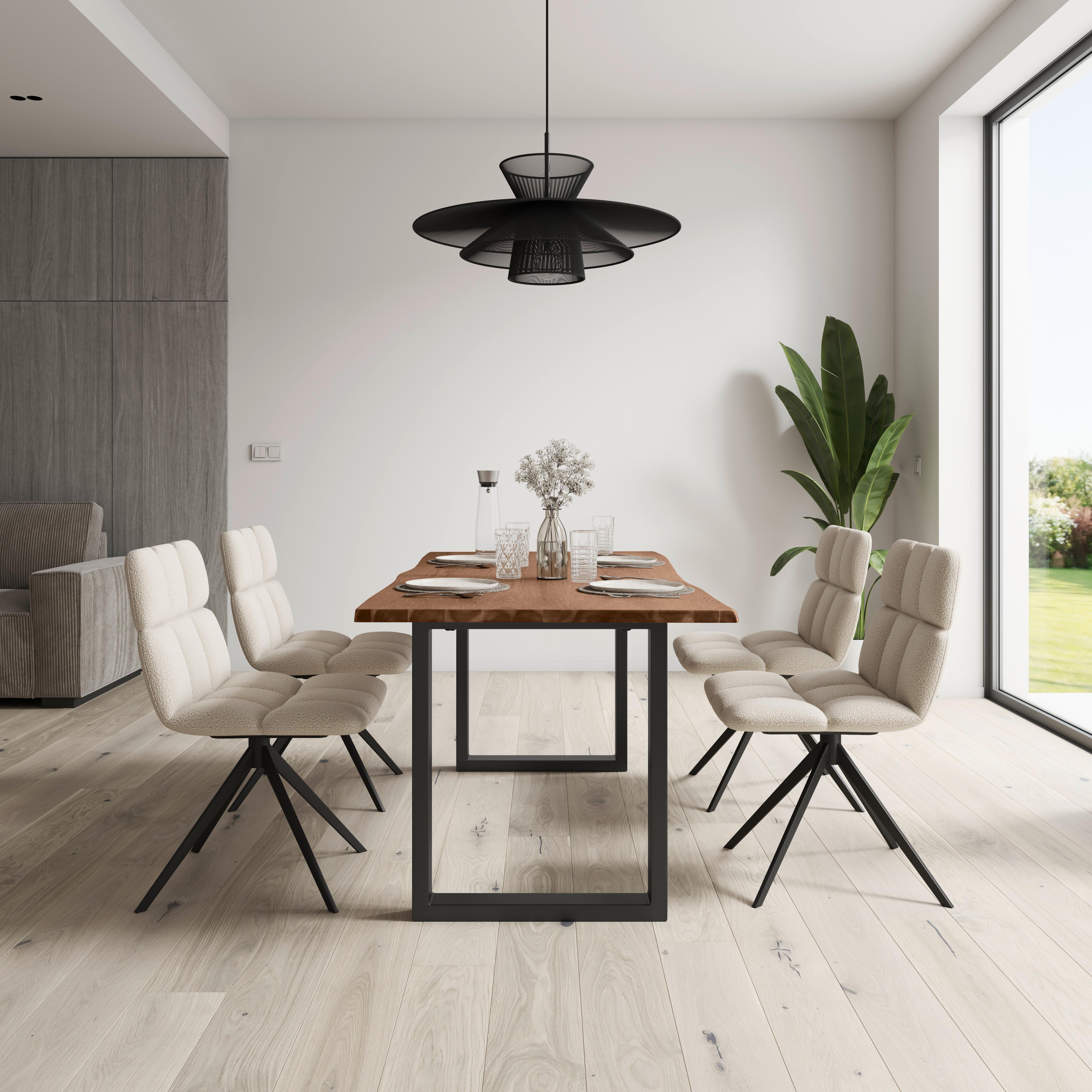 Jedálenský stôl Dale, š: 180 cm - čierna/farba vlašského orecha, Modern, kov/drevo (180/90/76cm) - Bessagi Home