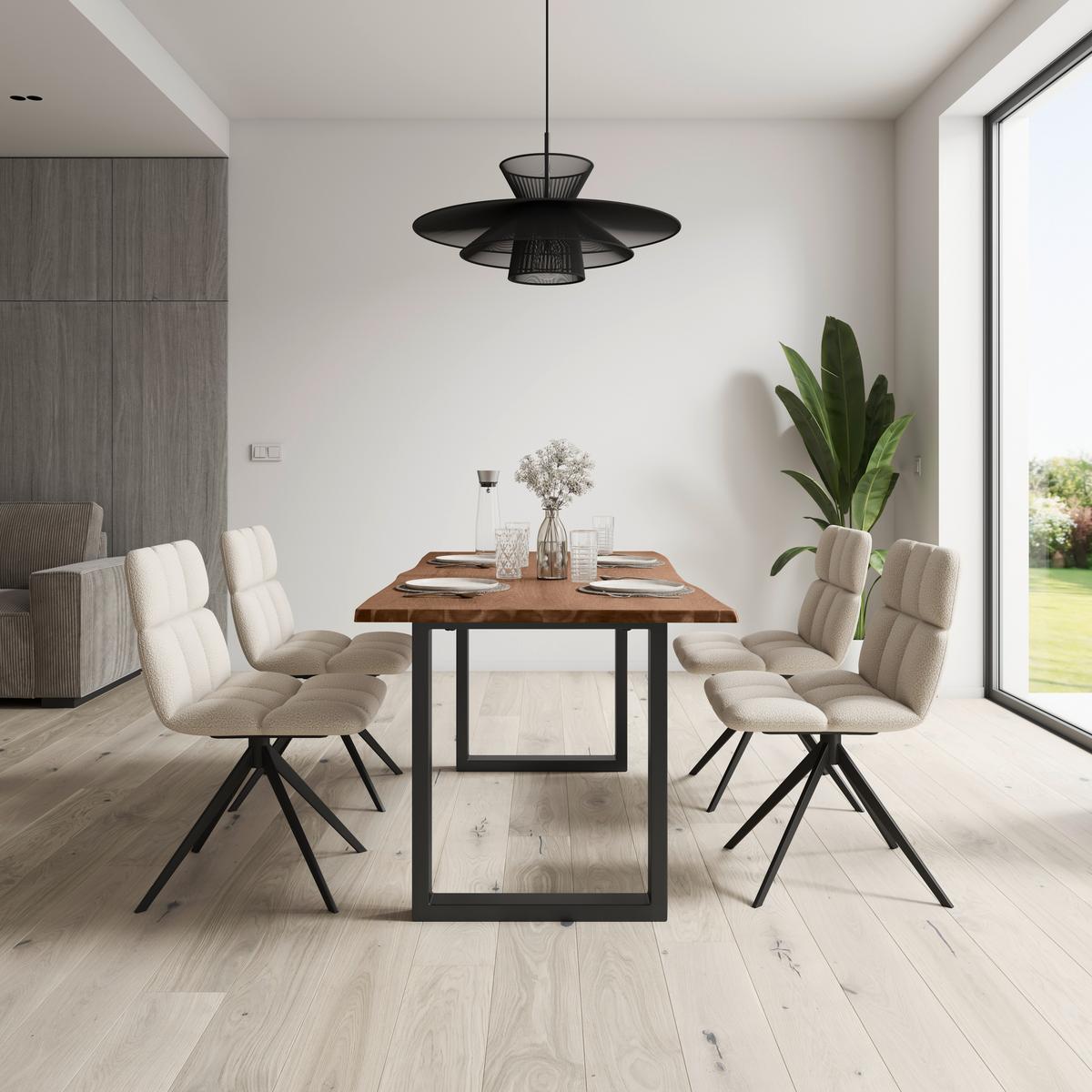Jídelní stůl Dale, š: 180 cm - černá/barvy vlašských ořechů, Moderní, kov/dřevo (180/90/76cm) - Bessagi Home