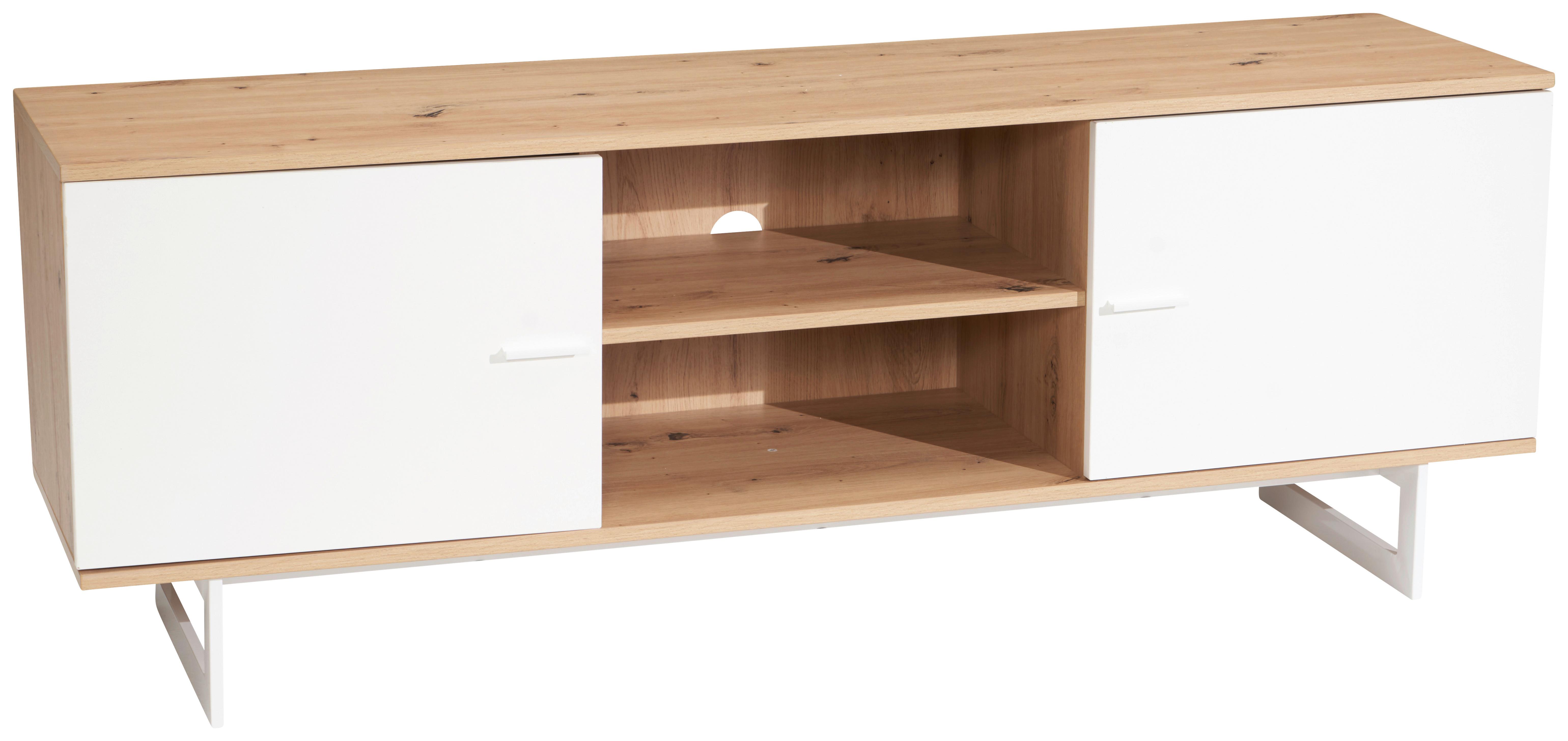 NÍZKA KOMODA WL6.823 - biela/farba duba, Design, kov/kompozitné drevo (150/55/40cm) - Livetastic
