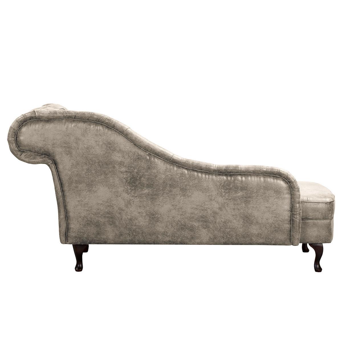 Récamiere Pako Hellgrau B: 185cm - Hellgrau/Braun, Design, Textil (185/93/75cm) - Livetastic