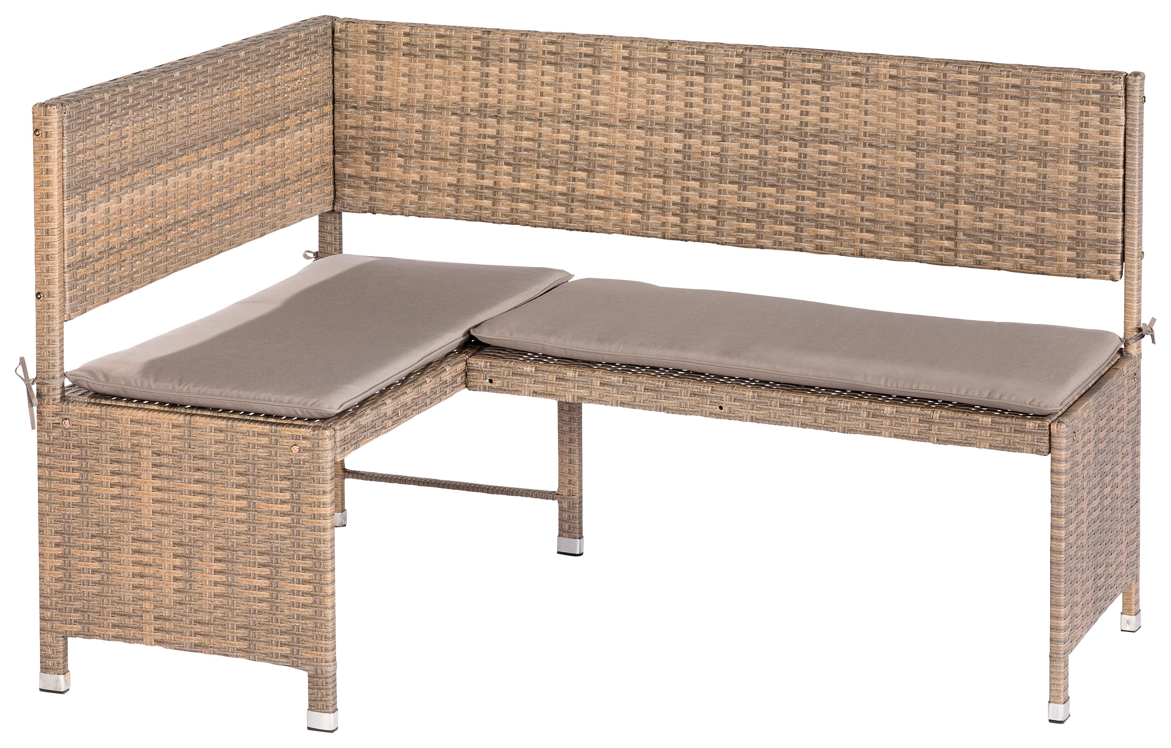 Gartenbank Kunststoff 2-Sitzer Eckbank - Naturfarben/Cappuccino, KONVENTIONELL, Kunststoff/Textil (100/148cm) - Gardenson