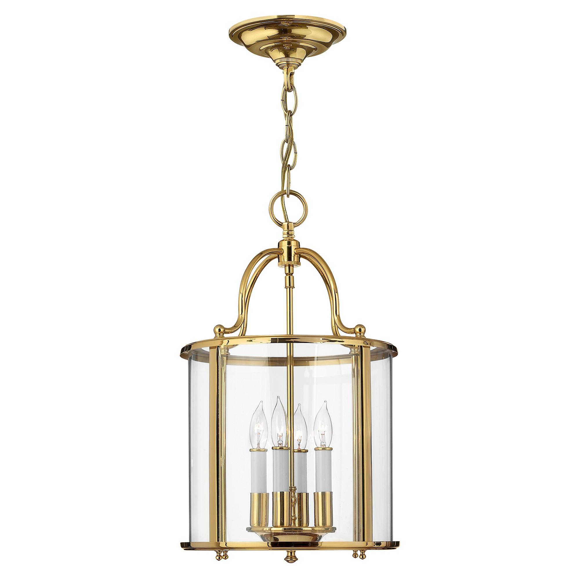 Hängeleuchte Gentry H: 61 cm 4-Flammig - Messingfarben, Natur, Glas/Metall (29.7/61cm) - Elstead Lighting