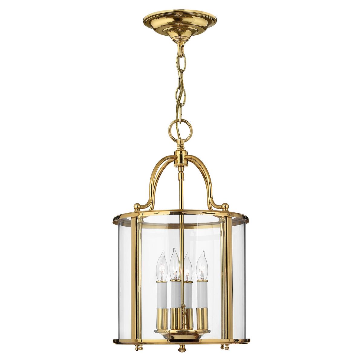 Hängeleuchte Gentry H: 61 cm 4-Flammig - Messingfarben, Natur, Glas/Metall (29.7/61cm) - Elstead Lighting