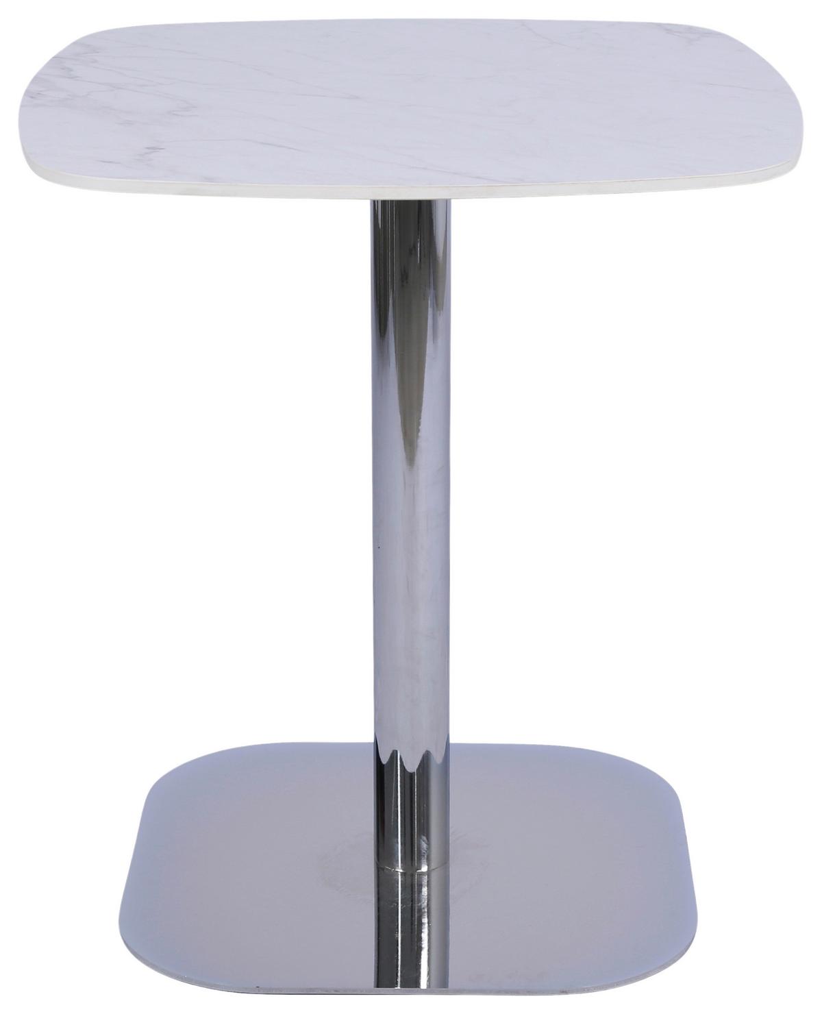 BISTRO STOLEK THEO -TREND- - bílá/barvy chromu, Moderní, kov/kámen (70/75/70cm) - Premium Living