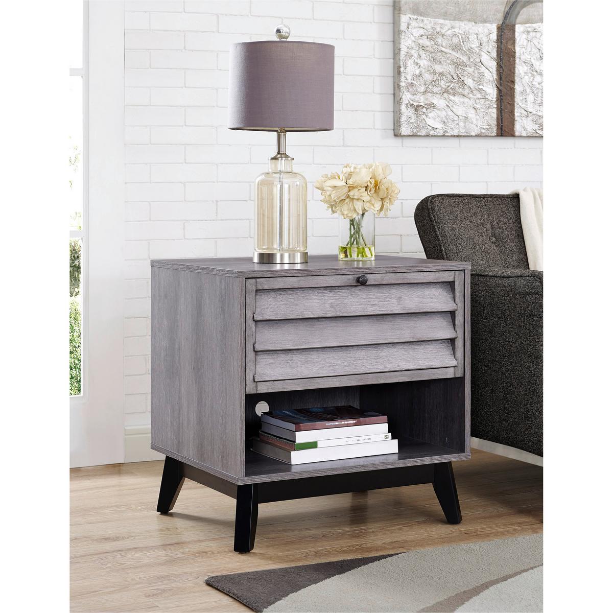 Beistelltisch Vaughn Eiche Grau Dekor B: 60 Cm - Eiche grau/Schwarz, Design, Holz/Holzwerkstoff (60/50/61cm) - MID.YOU