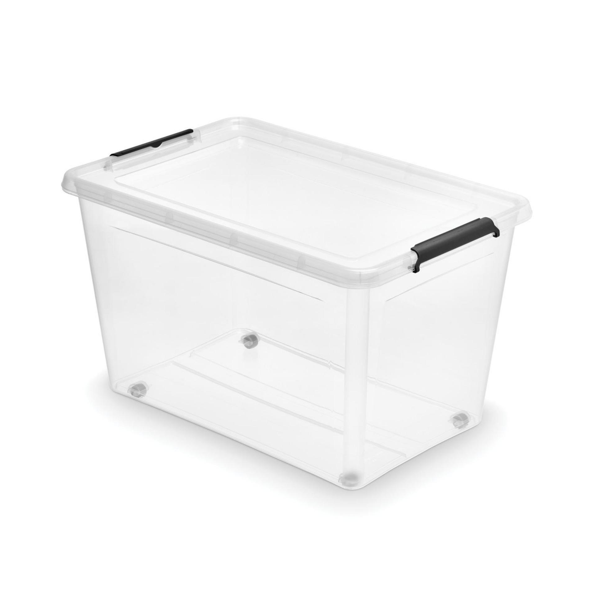 Aufbewahrungsbox Mit Deckel Mila 60l, 58x39x35 Cm - Transparent/Schwarz, Basics, Kunststoff (58/39/35cm) - Homezone