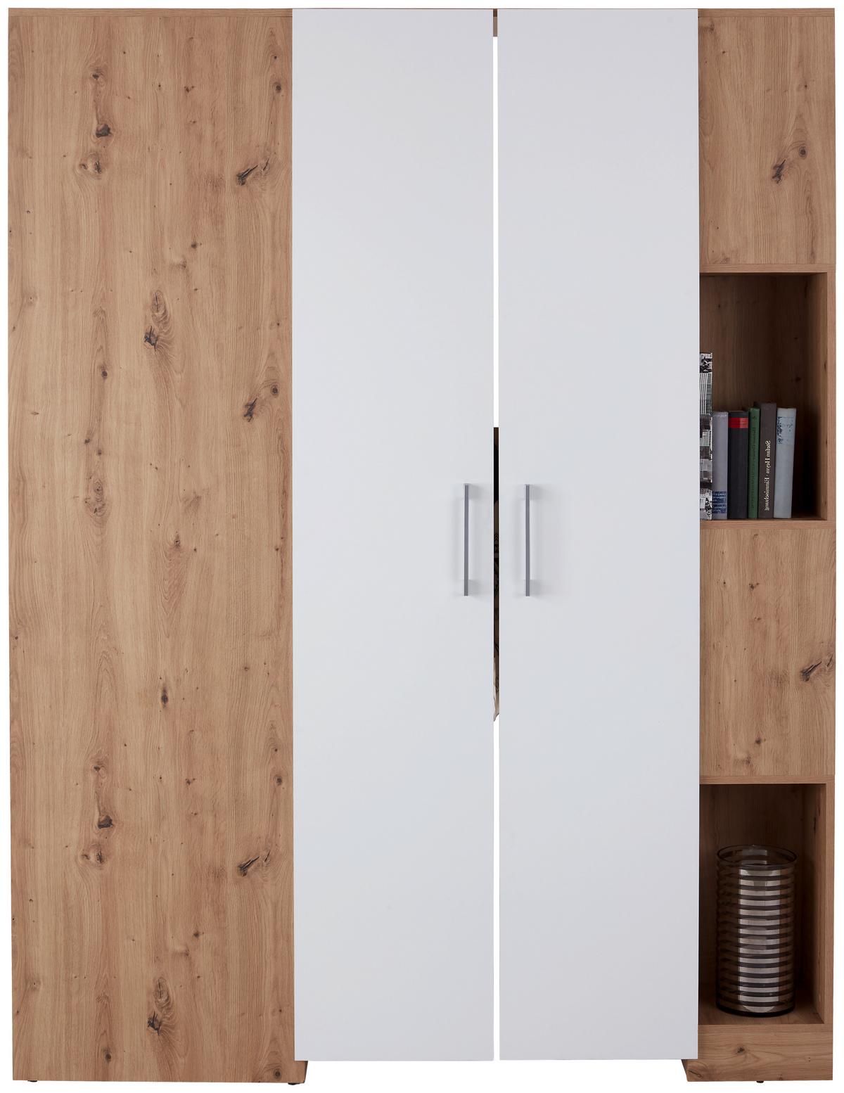 Eckschrank Begehbar mit Regal 150cm Box, Eiche Dekor/Weiß - Weiß/Eiche Artisan, MODERN, Holzwerkstoff (150/205/120cm) - Ondega