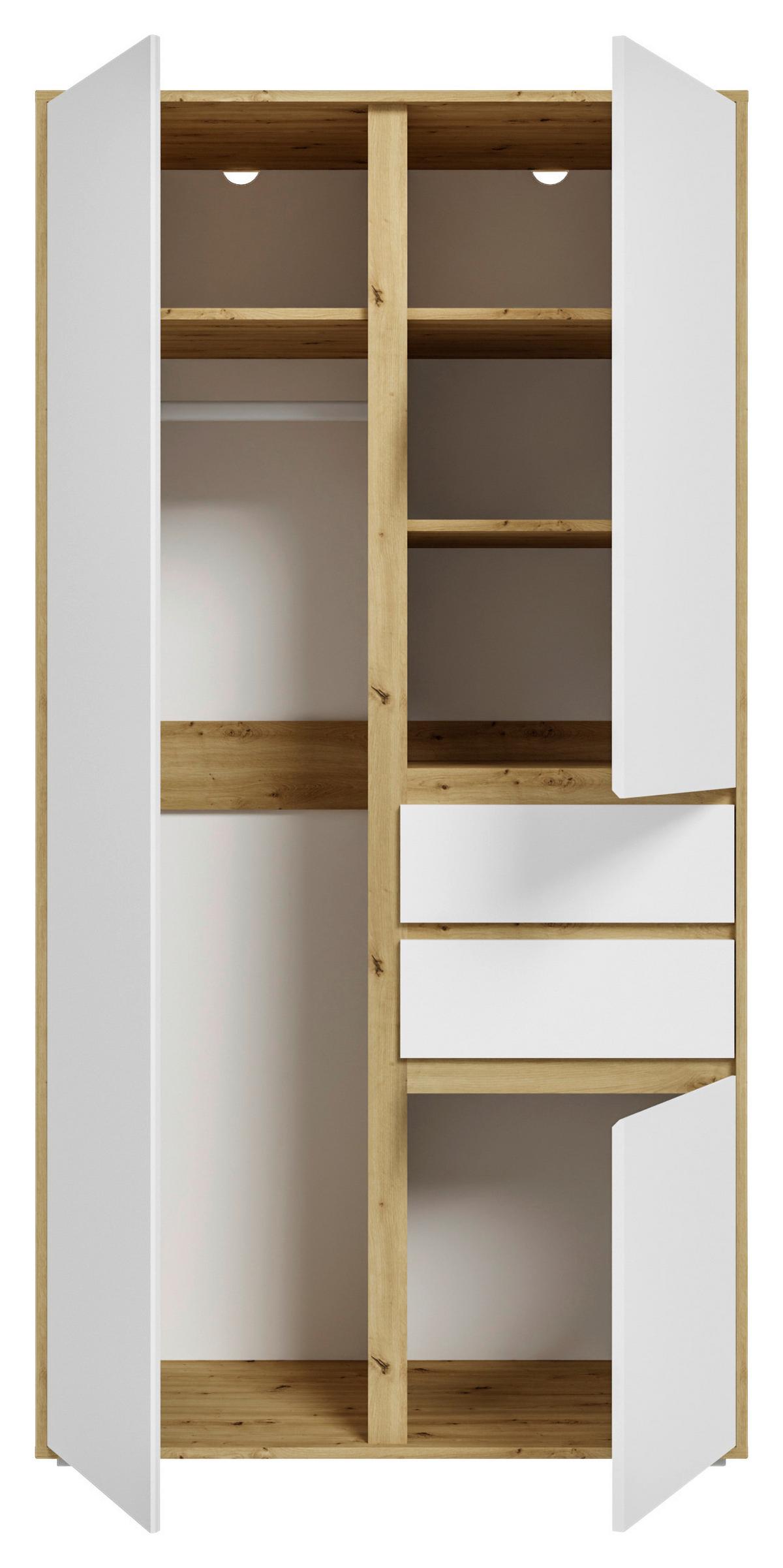 Drehtürenschrank Falun Weiß /Eiche Artisan Dekor B: 100cm - Weiß/Eiche Artisan, MODERN, Holzwerkstoff (100/194/56cm) - MID.YOU