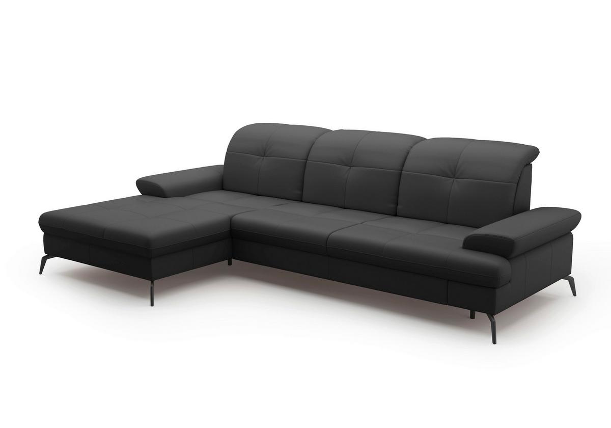 ECKSOFA Amica Schwarz S: 185x279cm - Schwarz, KONVENTIONELL, Leder (185/279cm) - Sit & More
