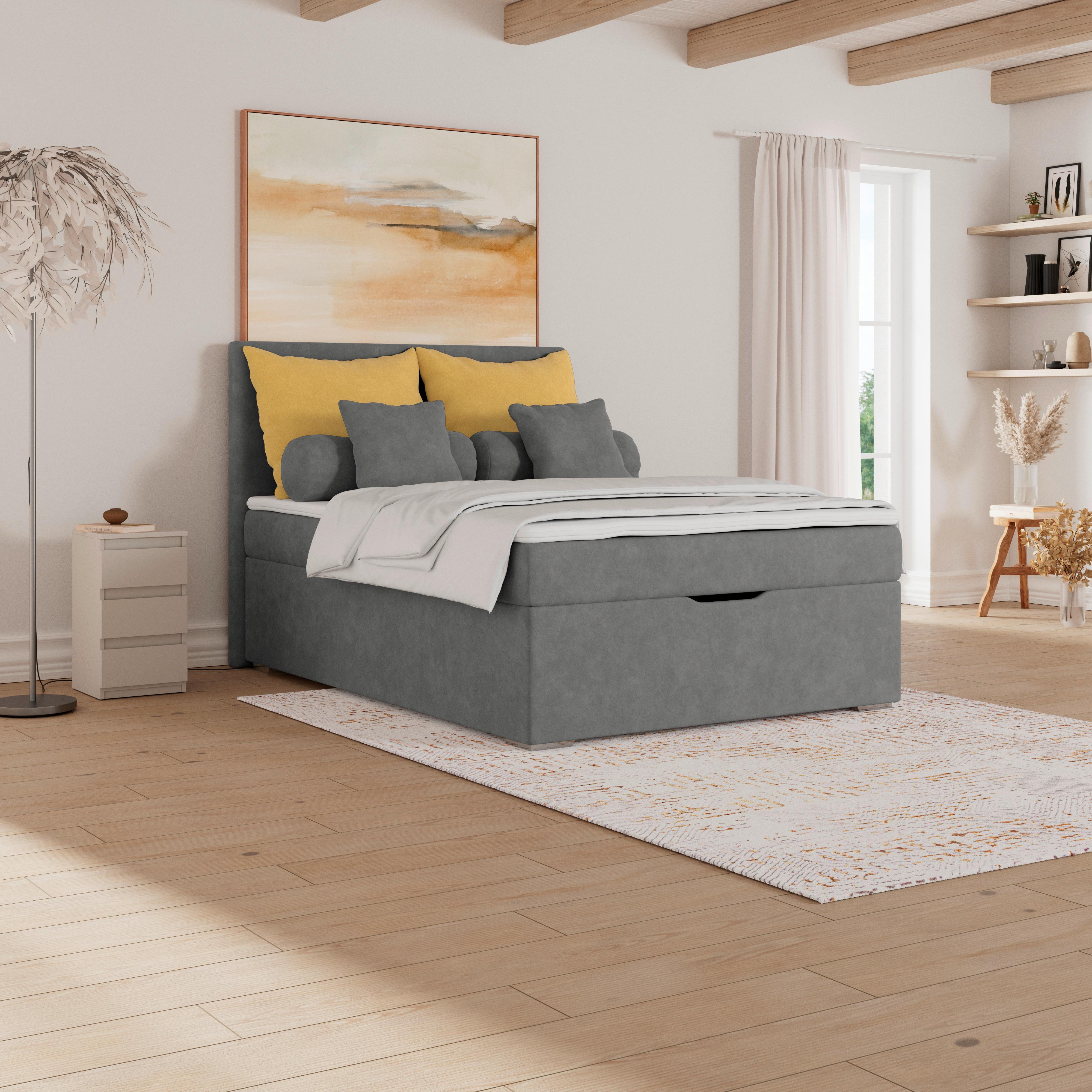Polsterbett Adria - Chromfarben/Graphitfarben, KONVENTIONELL, Holz/Textil (140/200cm)