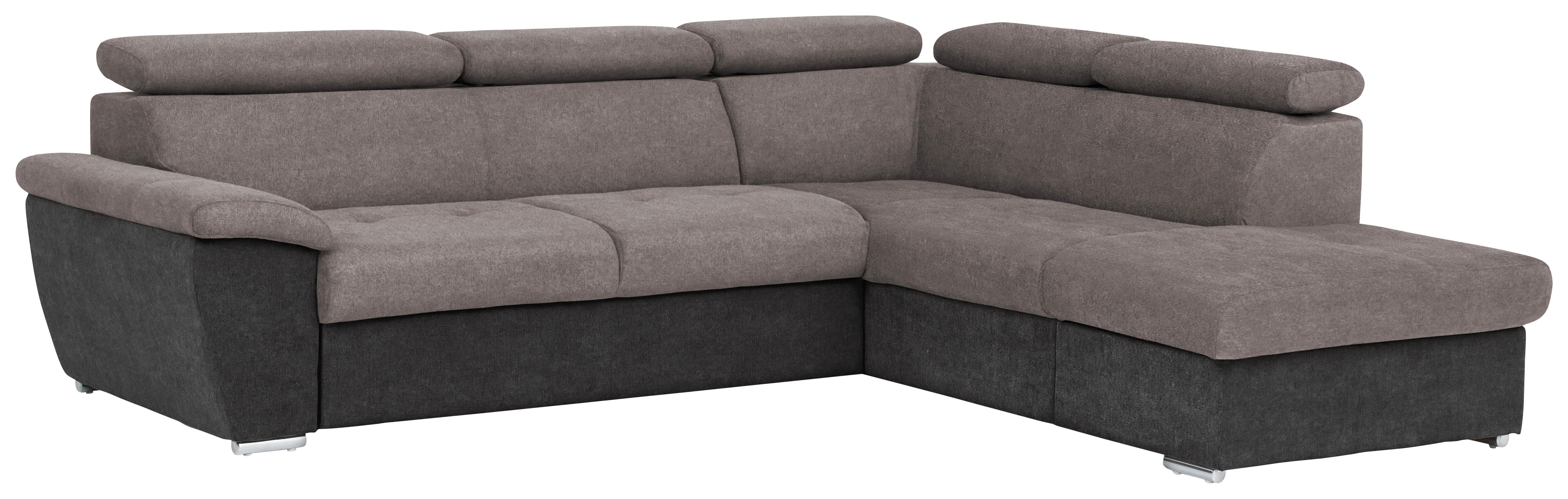 Ecksofa Mit Schlaffunktion Antero Und Bettkasten Grau - Chromfarben/Schwarz, Design, Textil (262/216cm) - Livetastic