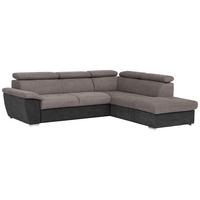 Ecksofa Mit Schlaffunktion Antero Und Bettkasten Grau - Chromfarben/Schwarz, Design, Textil (262/216cm) - Livetastic