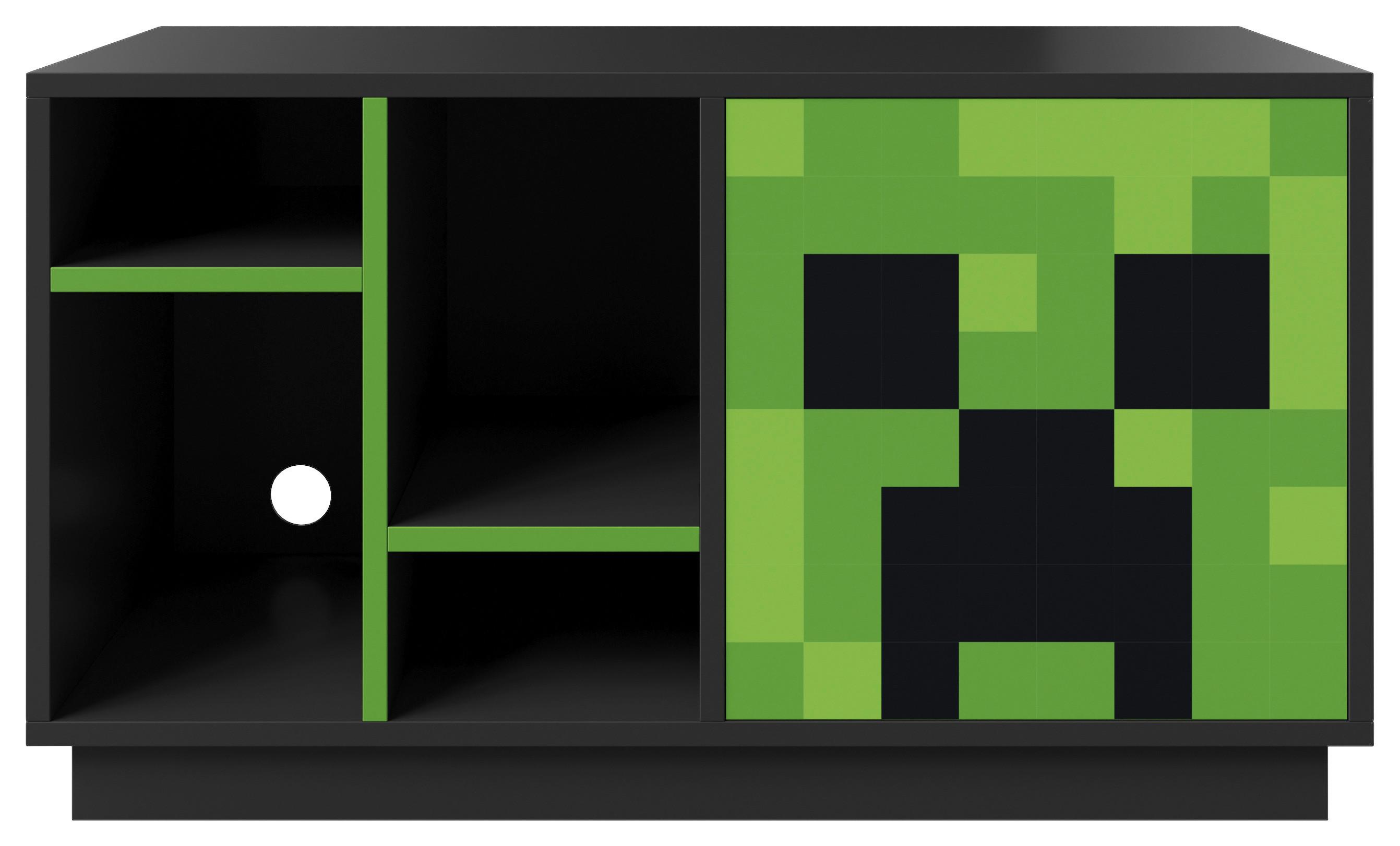 Sideboard Minecraft - Schwarz/Grün, MODERN, Glas/Holzwerkstoff (108/61/37cm) - Minecraft