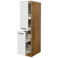 Potravinová skrinka AVILA - barvy dubu/černá, Konvenční, kov/kompozitní dřevo (30/160,6/60cm) - FlexWell