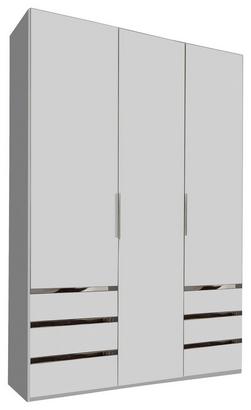 Weiß mit schicken Absetzungen Drehtürenschrank in Weiß mit drei Türen