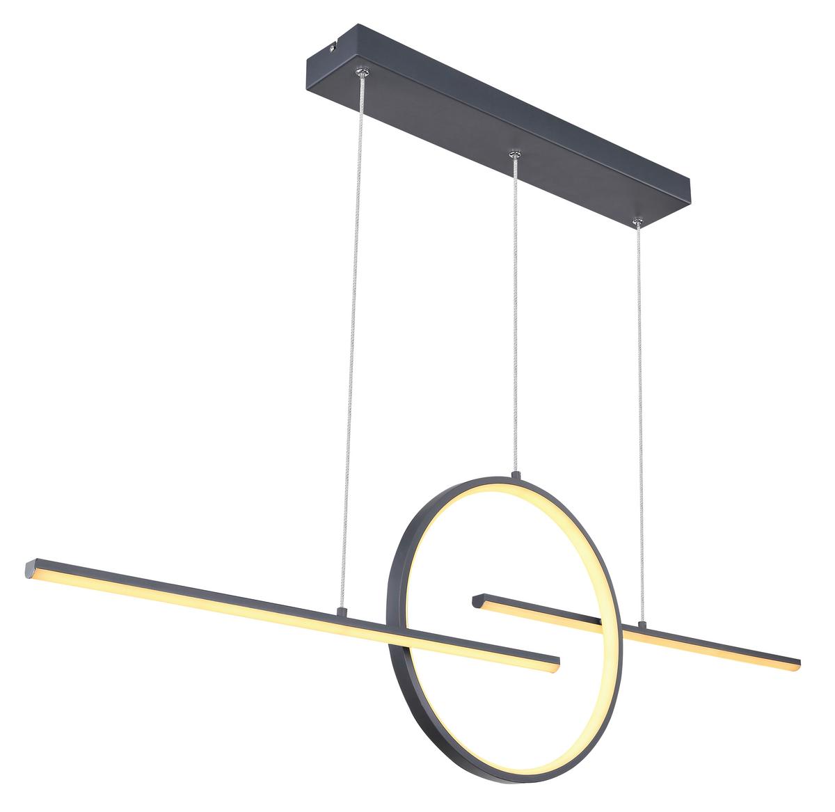 Led Függőlámpa 67121-50g - grafitszürke/opál, Design, műanyag/fém (124/10,5/150cm)