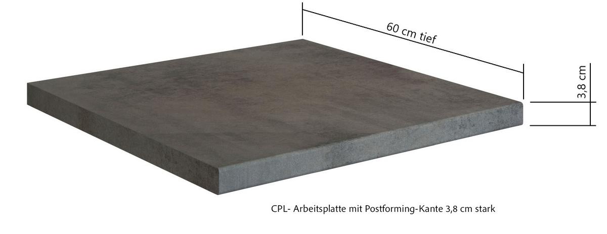 Kücheninsel Liverpool Graphit/ Eiche Dekor B: 153 cm - Schieferfarben/Eiche Wotan, Basics, Holzwerkstoff (153/86/101cm) - Held