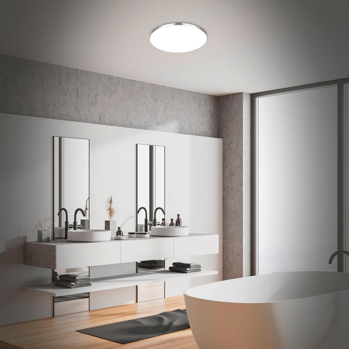 Led-deckenleuchte 3679-118 Ø 45,5 Cm Multicolor - Chromfarben/Weiß, Basics, Kunststoff/Metall (45,5/7,5cm) - Briloner