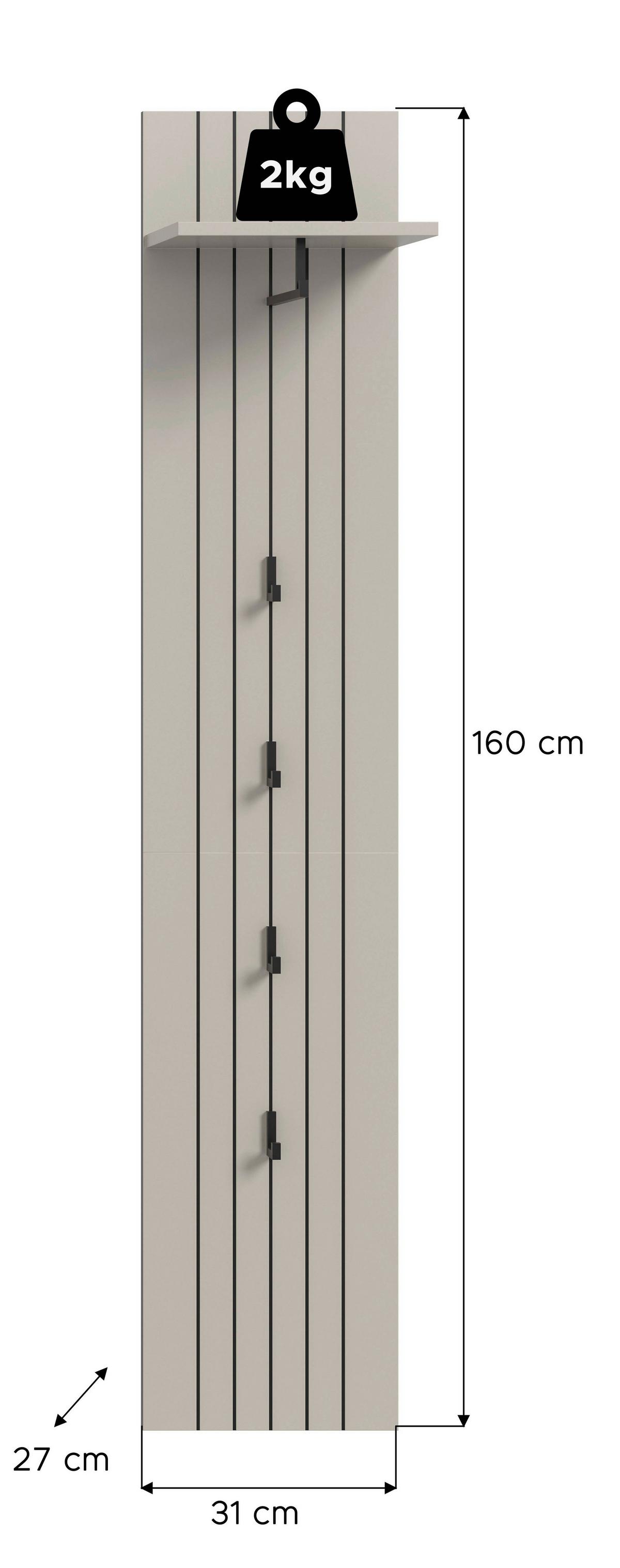 Garderobenpaneel Station Kaschmir B: 31cm - Kaschmir, Design, Holzwerkstoff (31/160/27cm) - MID.YOU