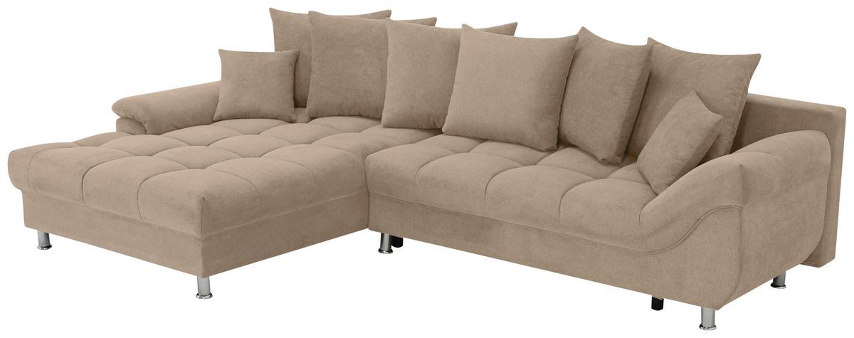 Ecksofa Erice Taupe S: 198x312 cm - Taupe/Chromfarben, Design, Textil (198/312cm) - Livetastic
