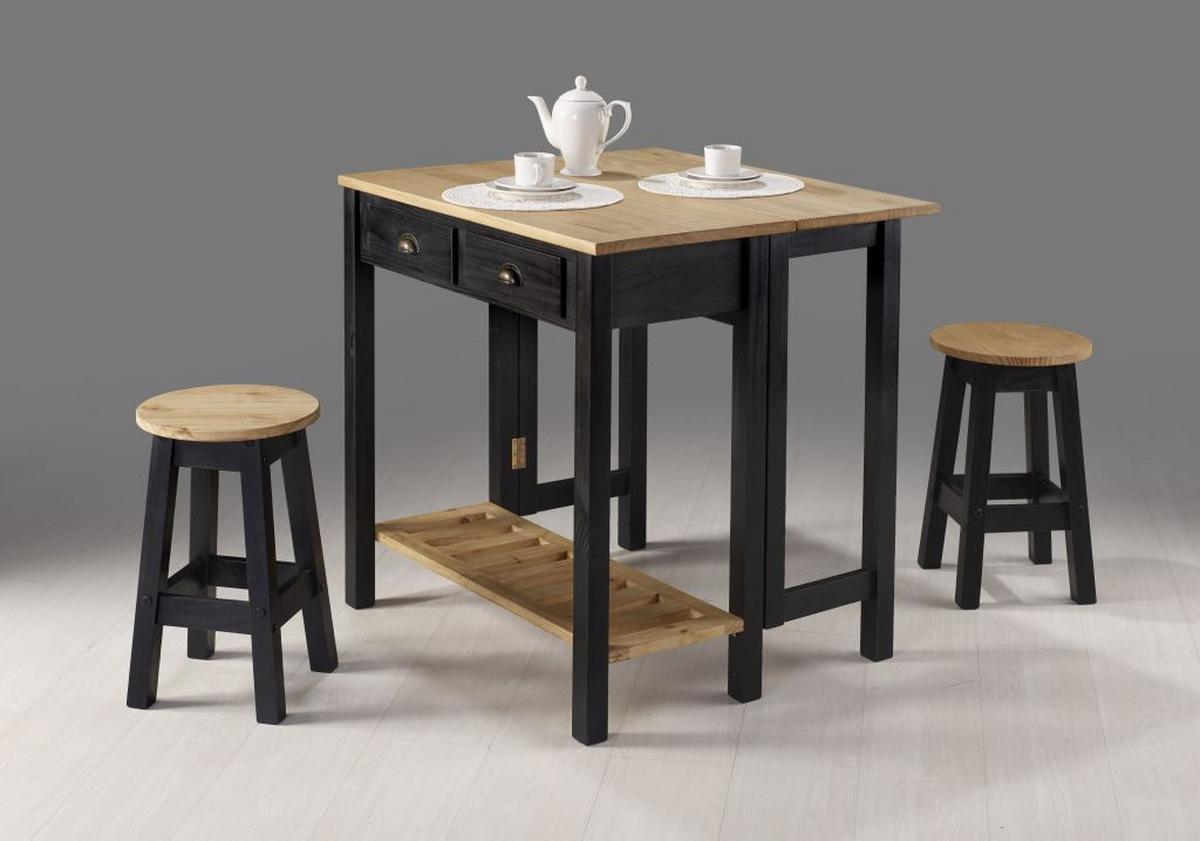 Barmöbel-set Sharona 3-tlg. Naturfarben/schwarz Echtholz - Schwarz/Naturfarben, Natur, Holz (80/30/84/51/72/30cm) - Livetastic