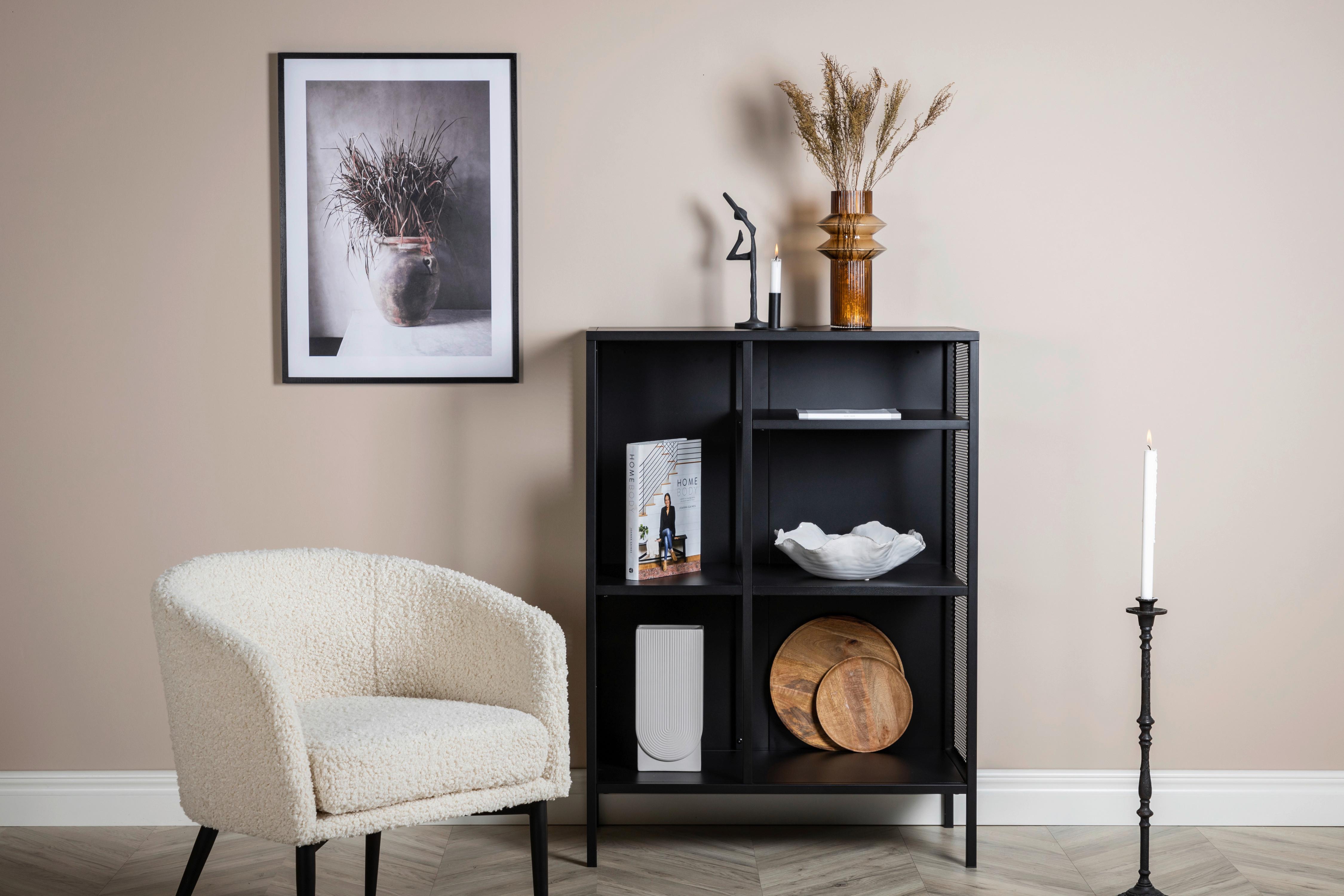 Bücherwand Misha - Schwarz, Design, Metall (80/110/40cm) - Livetastic