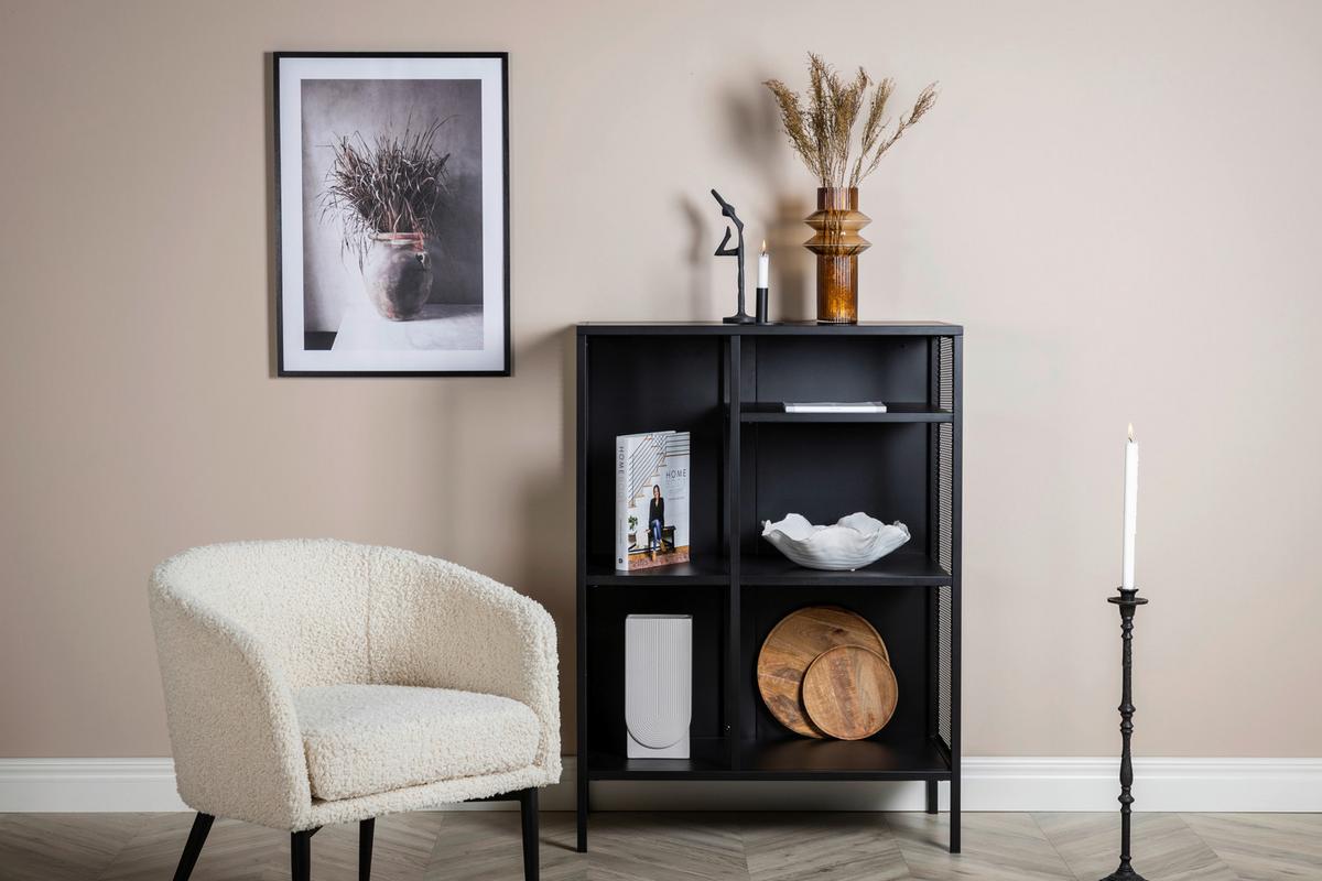 Bücherwand Misha - Schwarz, Design, Metall (80/110/40cm) - Livetastic