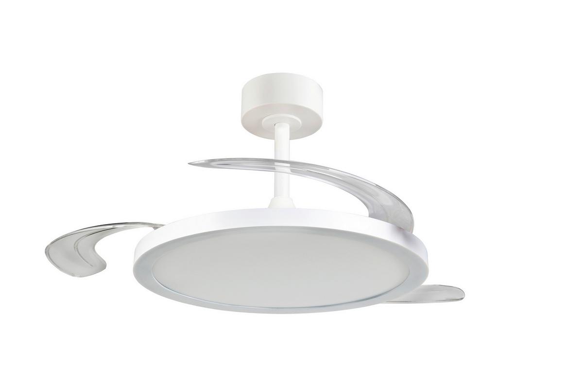 Deckenventilator Kasfjord Weiß Transparent D: 107 cm - Transparent/Weiß, KONVENTIONELL, Kunststoff/Metall (107/35cm)