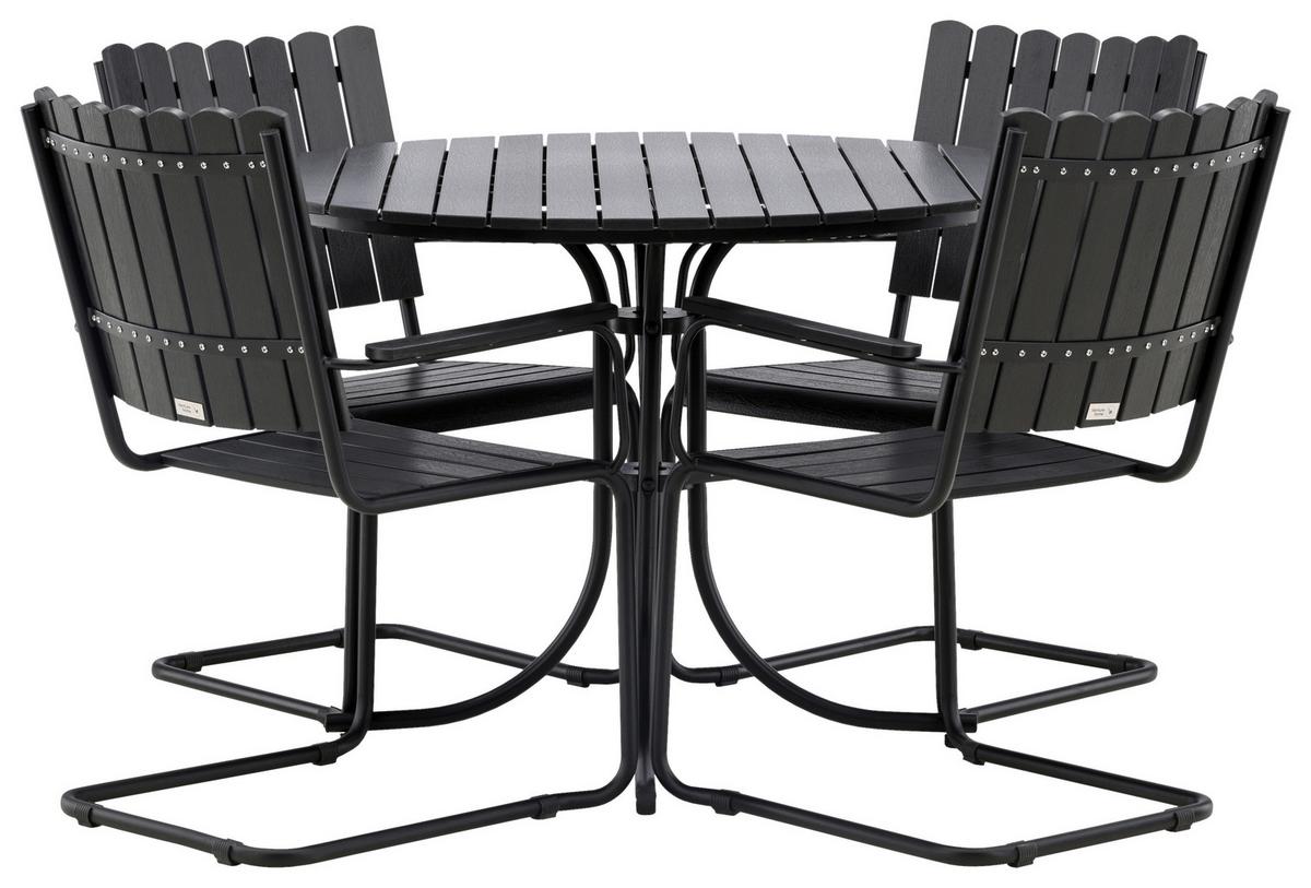 Gartentischgruppe Holmsund - Schwarz, KONVENTIONELL, Metall - Gardenson