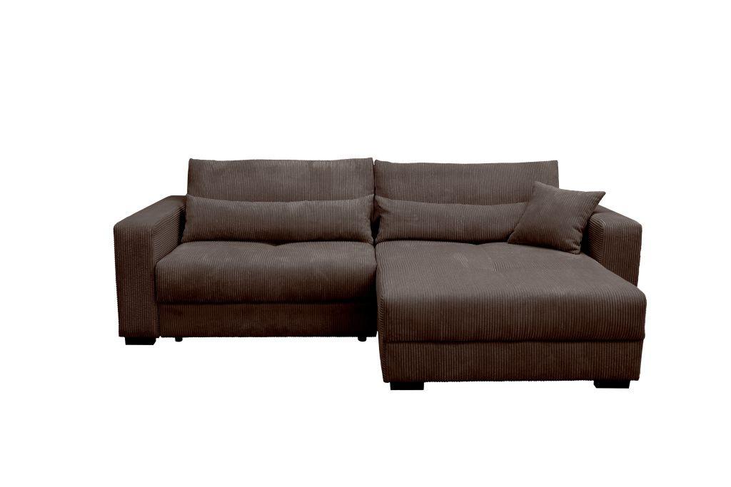 Rohová sedačka ALEX, obojstranná, hnedý menčester - hnedá/čierna, Modern, textil (265/170cm)