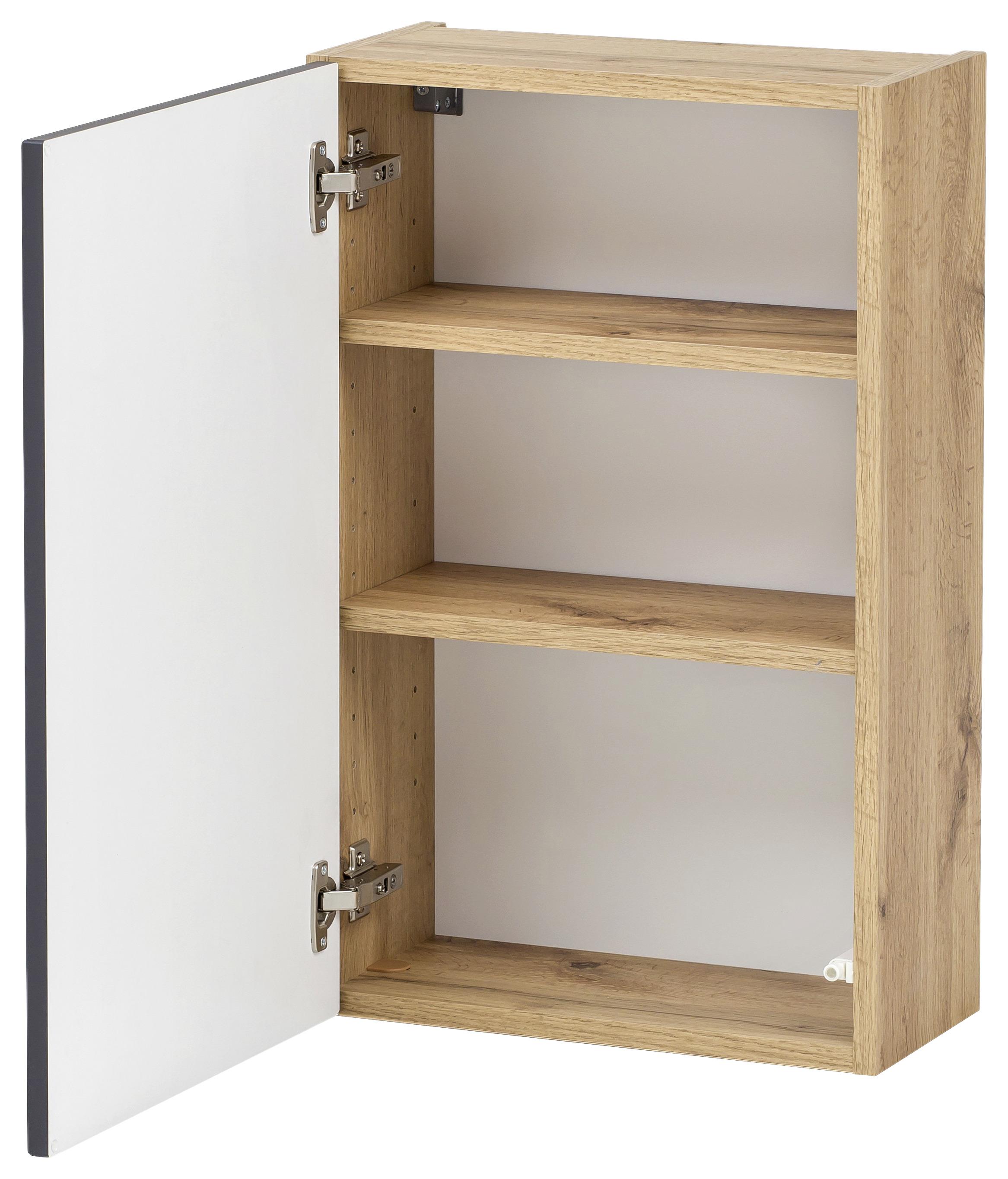 Korpus: Eiche Dekor • Front: Schwarz • pro Boden max. 3 kg • B/H/T: ca. 40/64/20 cm • hängend