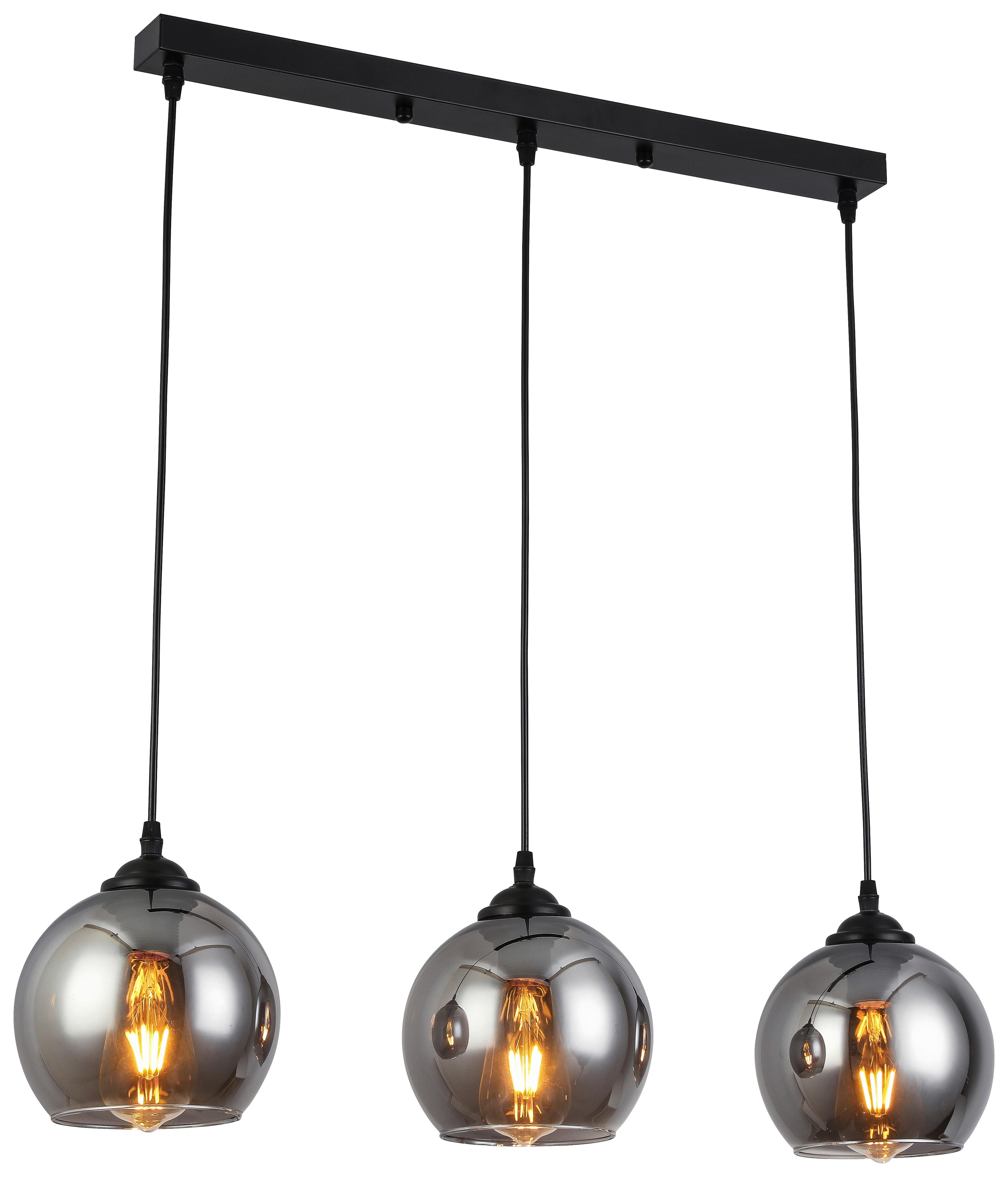 Závěsné svítidlo Giova, bez 3x E27 max. 40W - černá/barvy chromu, Moderní, kov/sklo (78/18/120cm) - Premium Living