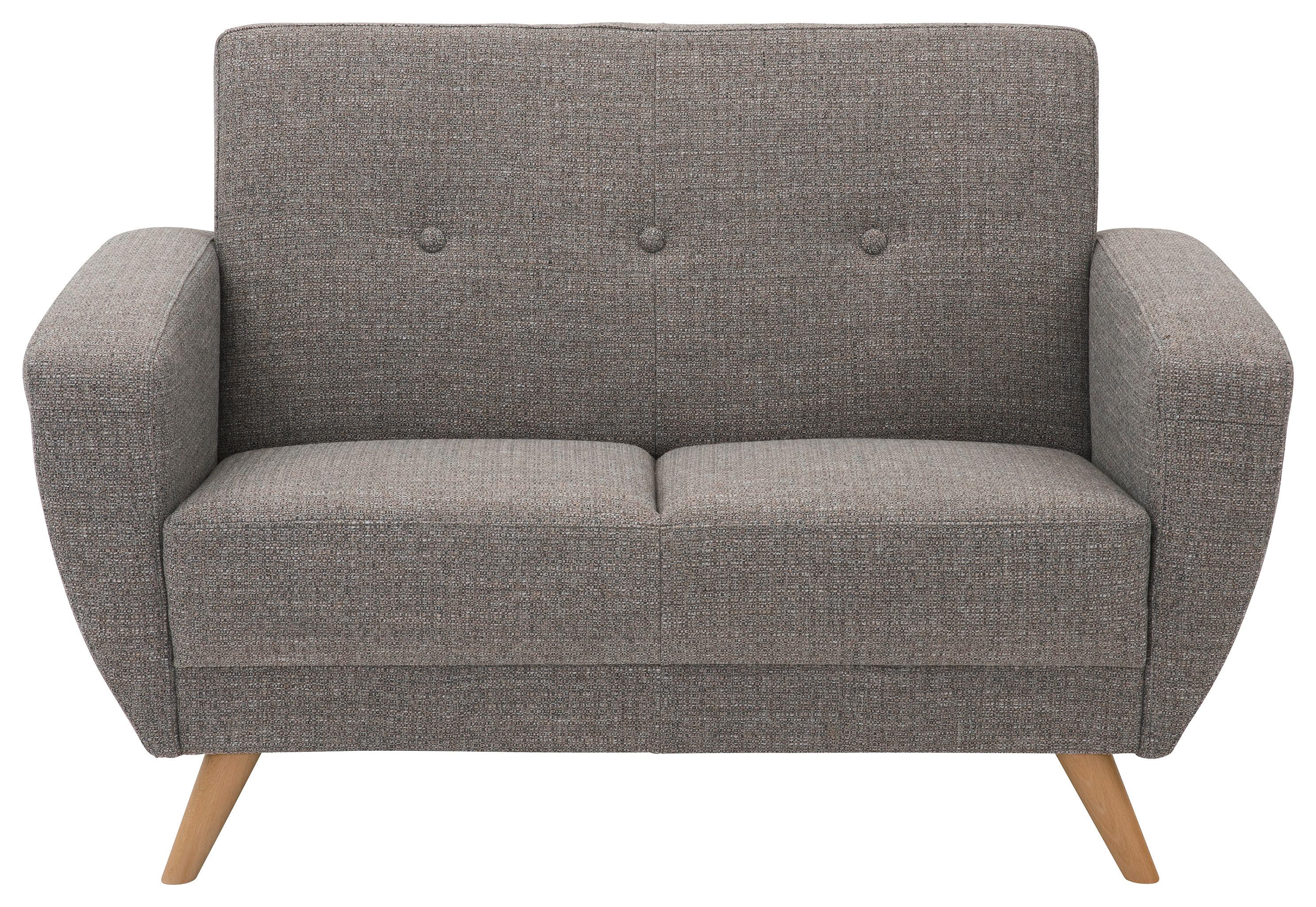 2-Sitzer-Sofa Jerry Rücken Echt Grau B: 136 cm - Naturfarben/Grau, Design, Textil (136/85/82cm) - Max Winzer