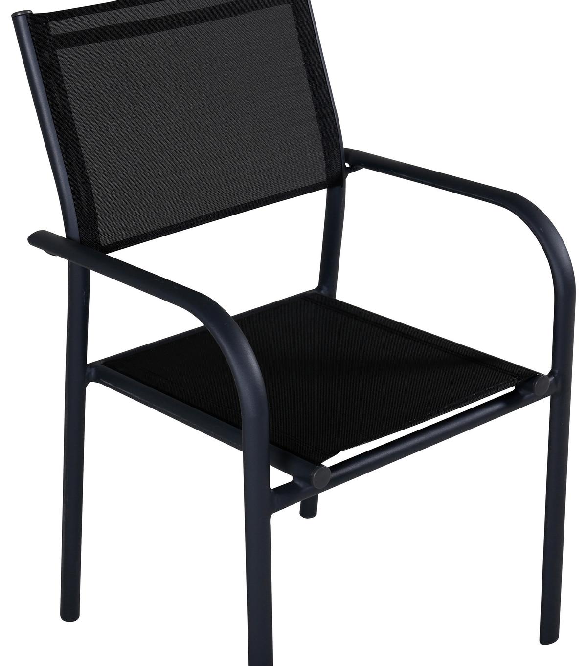 Gartensessel-Set Stapelbar Santorini Aluminium - Schwarz, KONVENTIONELL, Metall (56/90/55cm) - Gardenson