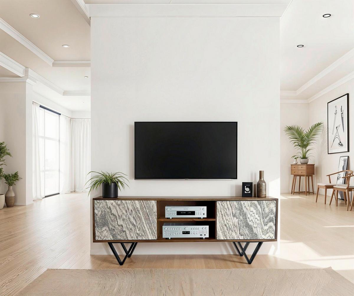 Lowboard Sheeshamfarben B: 150cm - Sheeshamfarben/Schwarz, Natur, Holz (150/56/35cm) - Livetastic