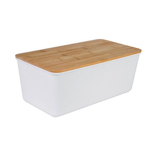 Brotbox aus Kunststoff Blerta BxHxT: 34x18x13,5 cm, Weiß - Naturfarben/Weiß, MODERN, Holz/Kunststoff (34/18/13,5cm) - Luca Bessoni