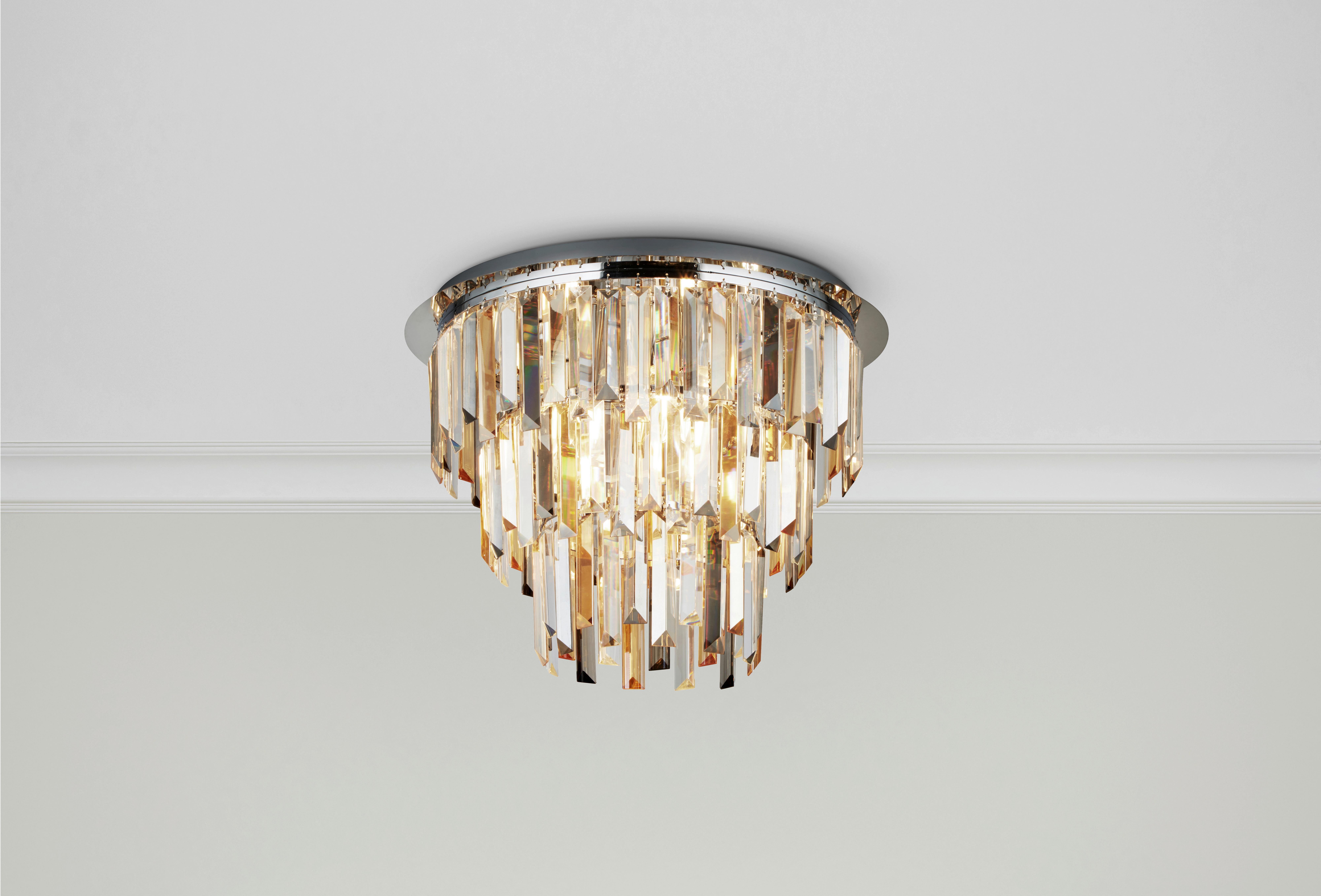 Deckenleuchte 1225-5cc Clarissa - Chromfarben/Champagner, Design, Glas/Metall (45/34cm)