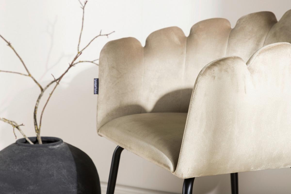 Stuhl Limhamn - Beige/Schwarz, Design, Textil/Metall (52/76.5/51cm) - Livetastic
